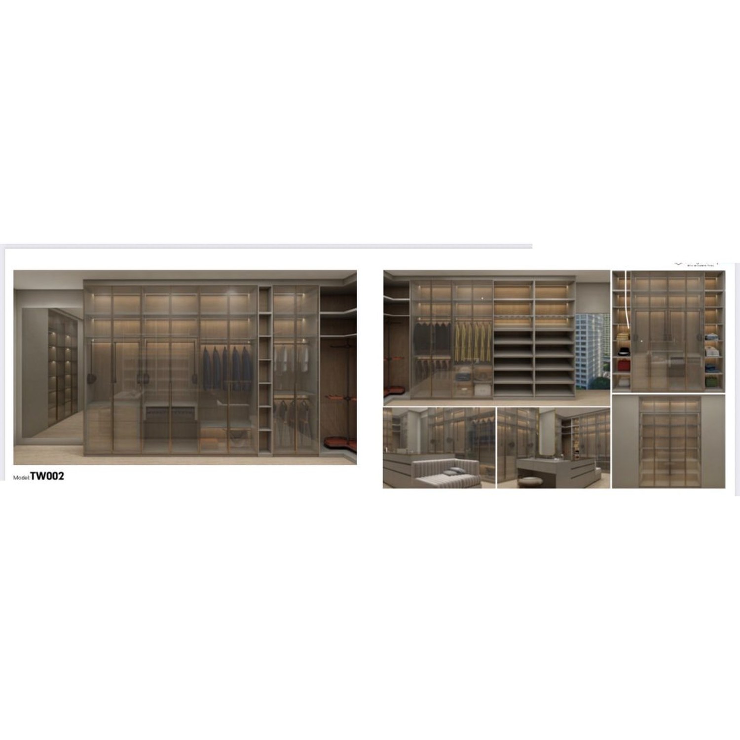 BUILD SOURCE™ Custom Closet — Verona Champagne Glass Walk-In Suite TW002 — 8" x 12" Sample