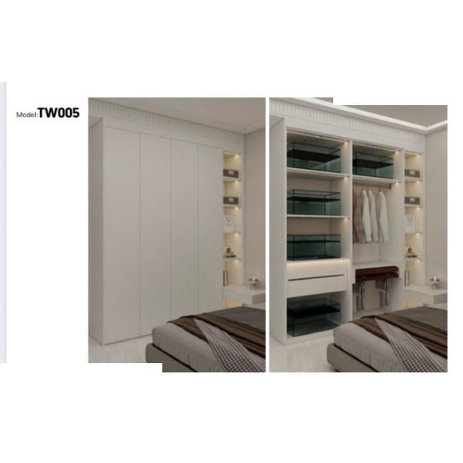 BUILD SOURCE™ Custom Closet — Lumina LED Display Wardrobe TW005 — 8" x 12" Sample