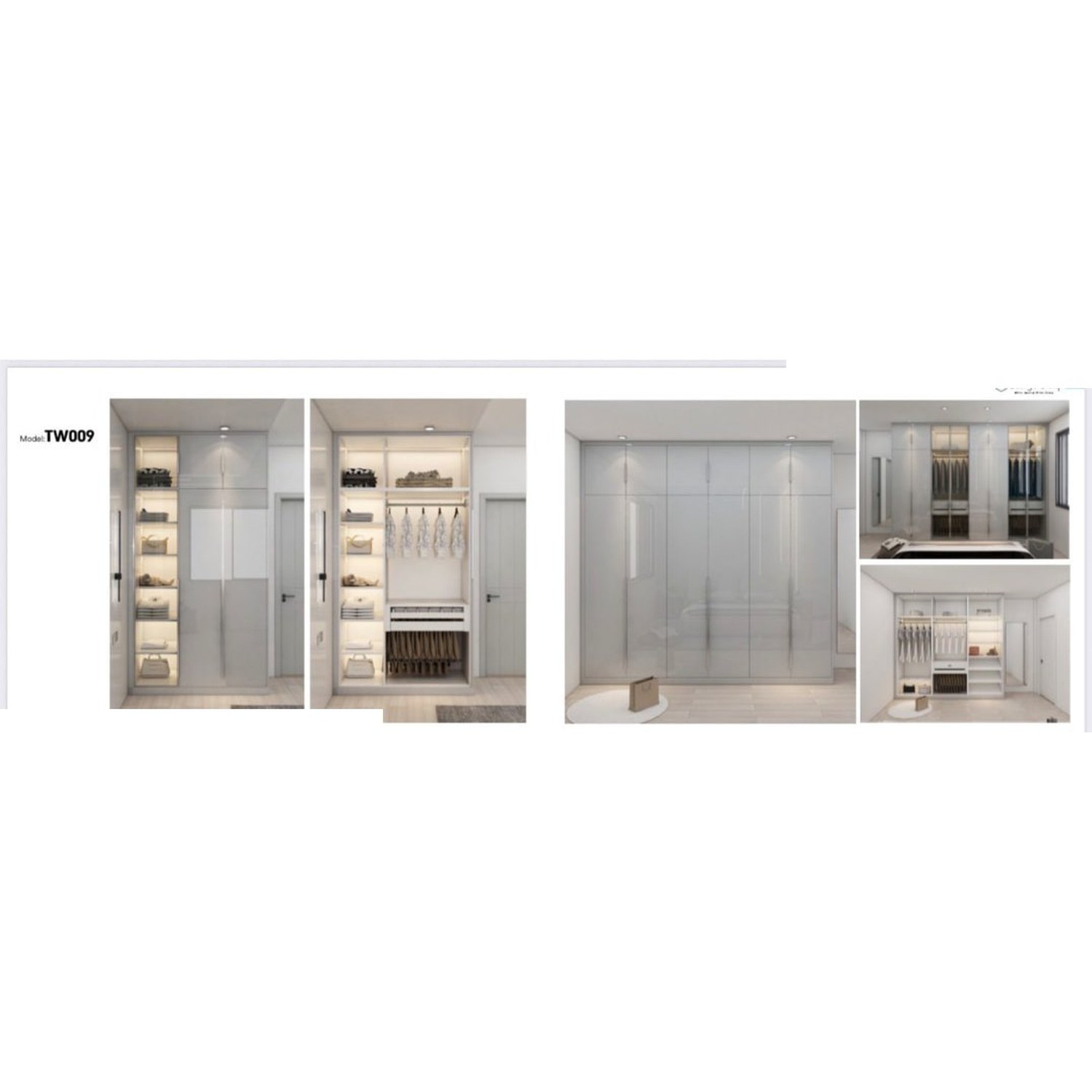 BUILD SOURCE™ Custom Closet — Pearl Backlit Glass Wardrobe TW009 — 8" x 12" Sample