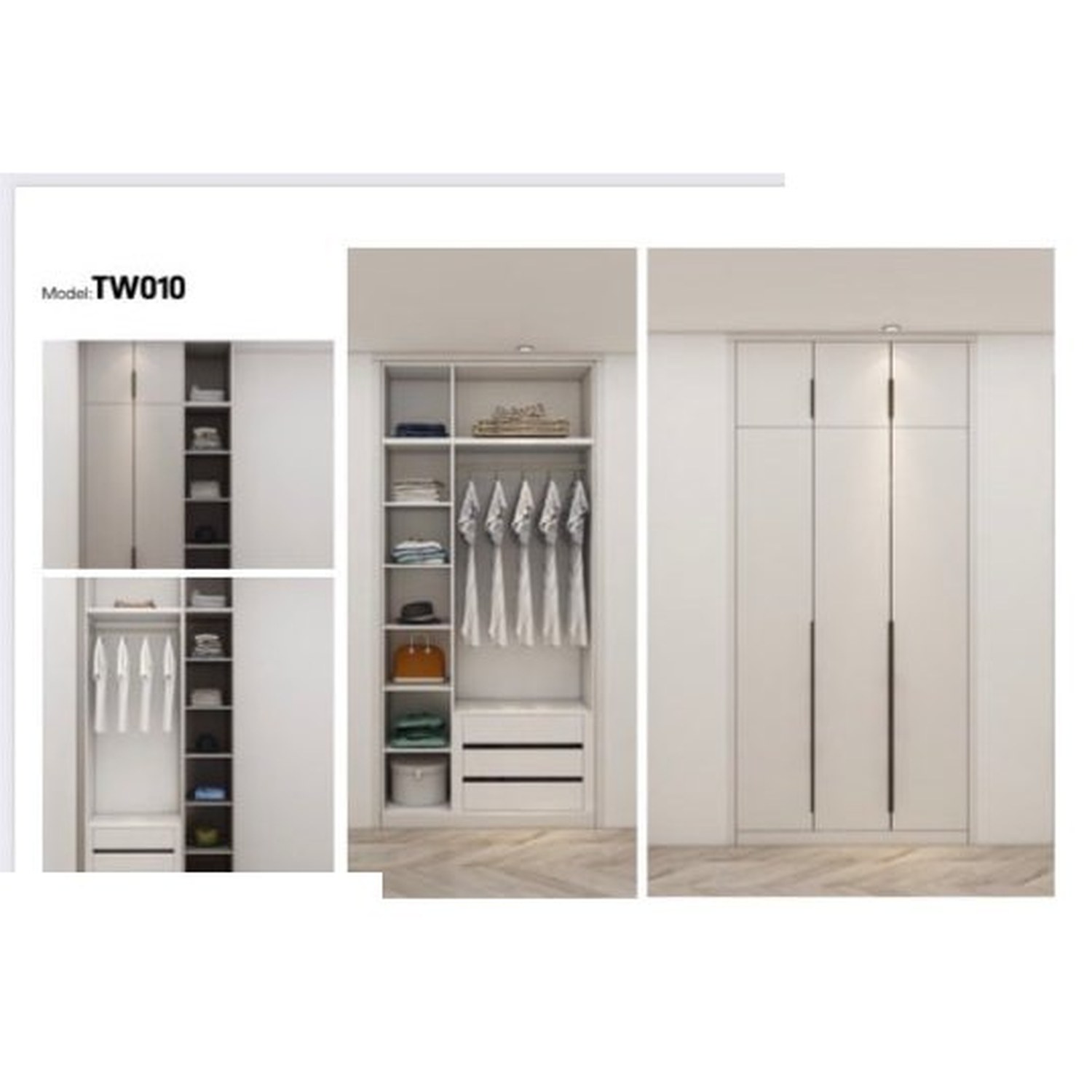 BUILD SOURCE™ Custom Closet — Compact Two-Door Wardrobe TW010 — 8" x 12" Sample
