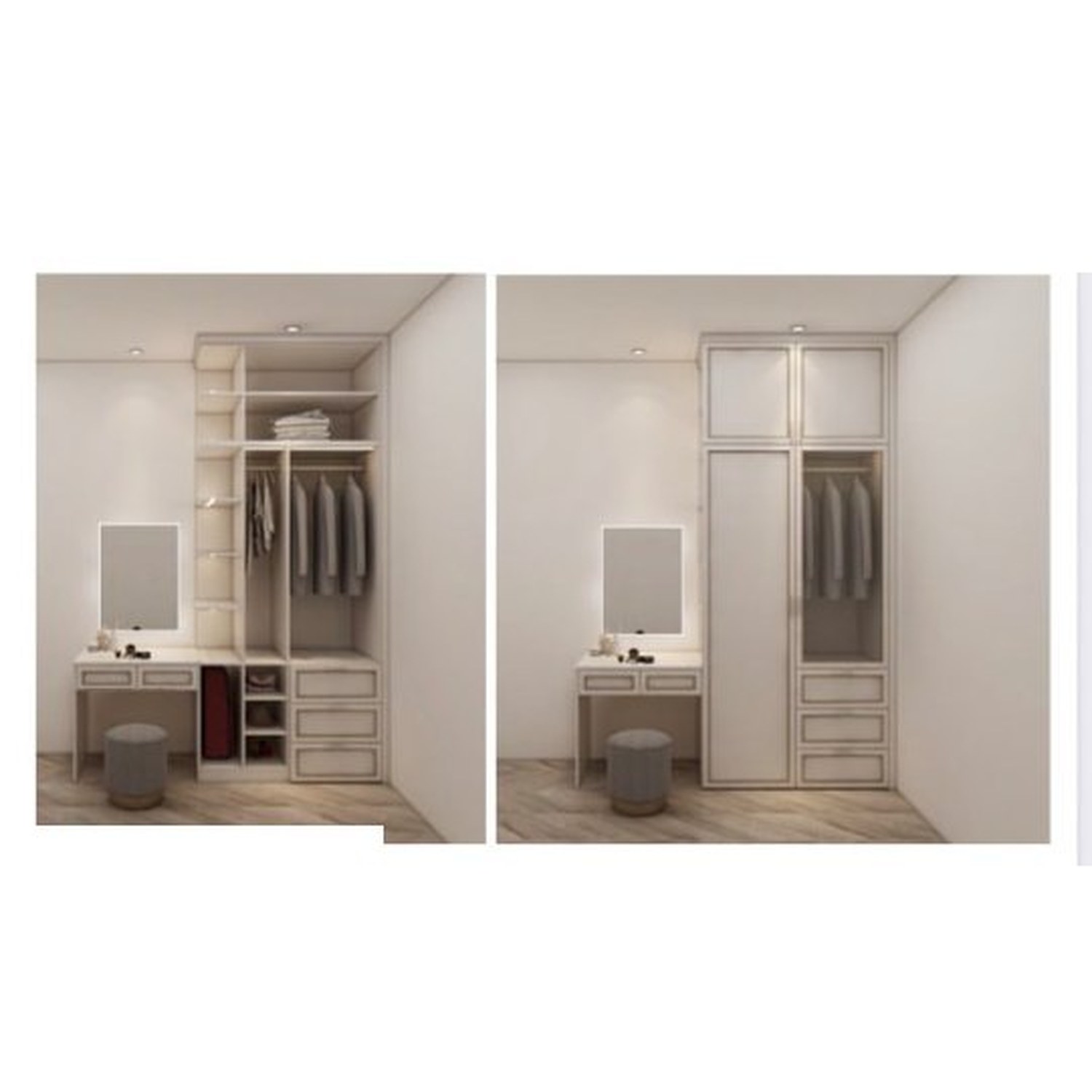 BUILD SOURCE™ Custom Closet — Coquette Vanity Corner Wardrobe TW013 — 8" x 12" Sample