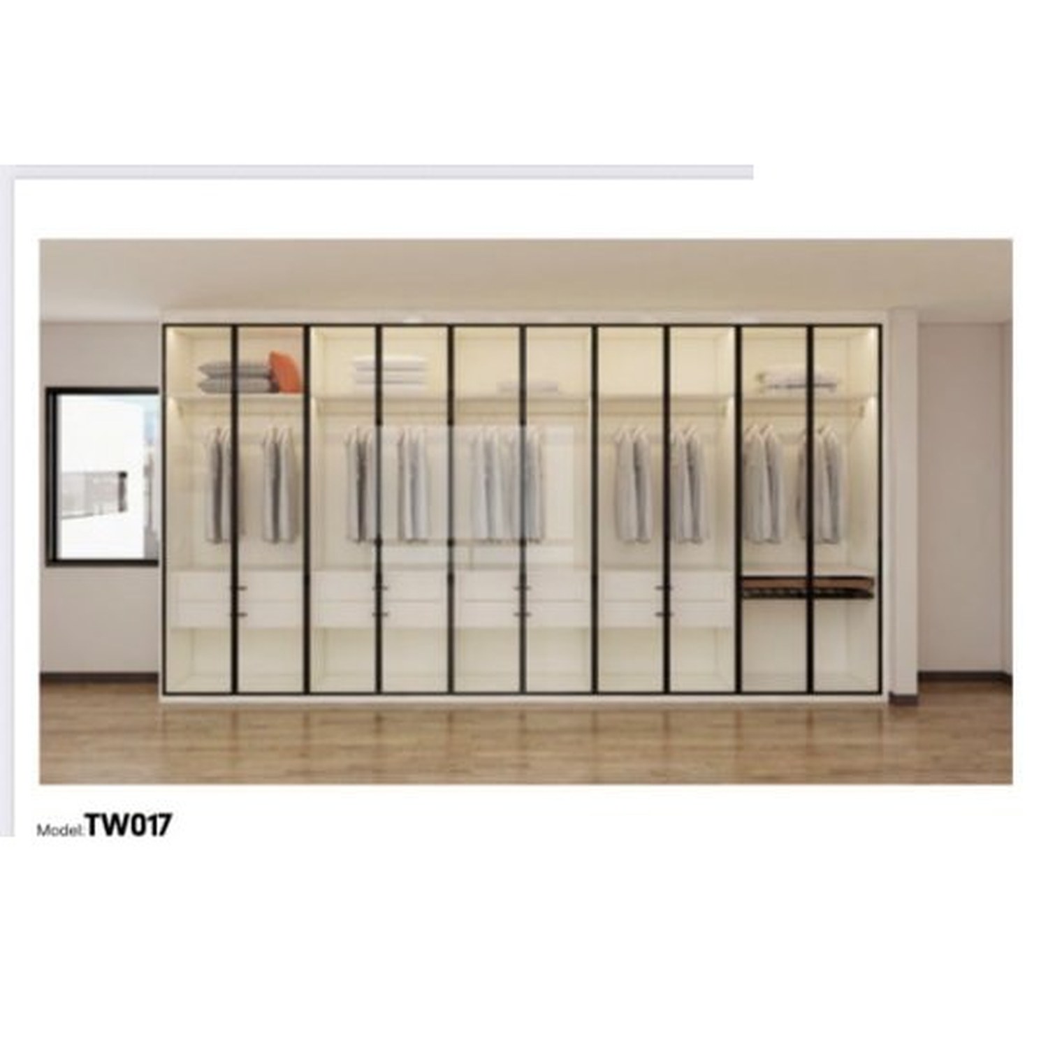 BUILD SOURCE™ Custom Closet — Atelier Black Frame Glass Wardrobe TW017 — 8" x 12" Sample