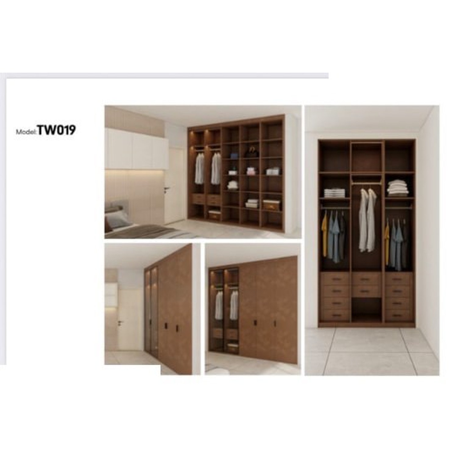 BUILD SOURCE™ Custom Closet — Walnut Lodge Open Shelf Wardrobe TW019 — 8" x 12" Sample
