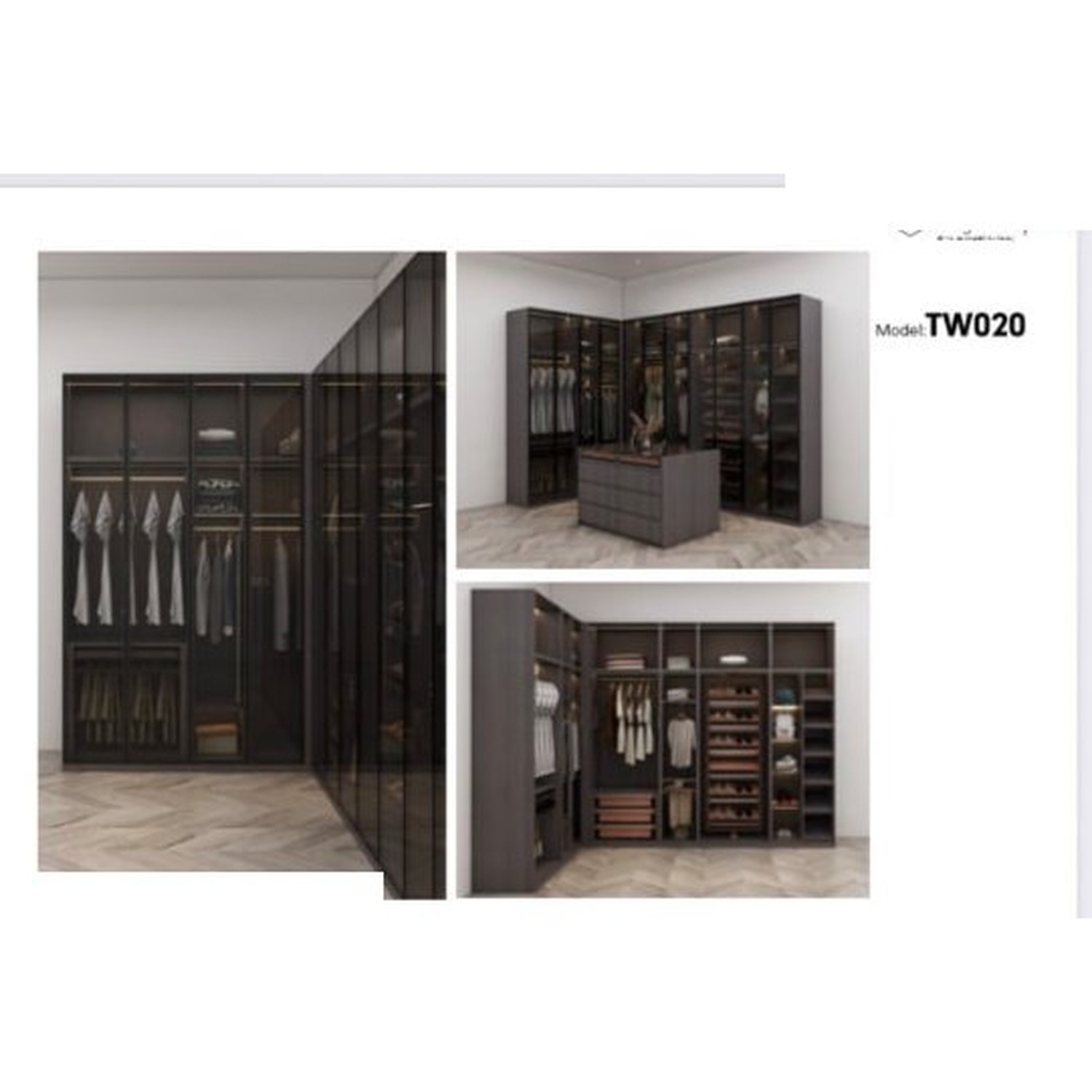BUILD SOURCE™ Custom Closet — Obsidian Smoked Glass Island Closet TW020 — 8" x 12" Sample