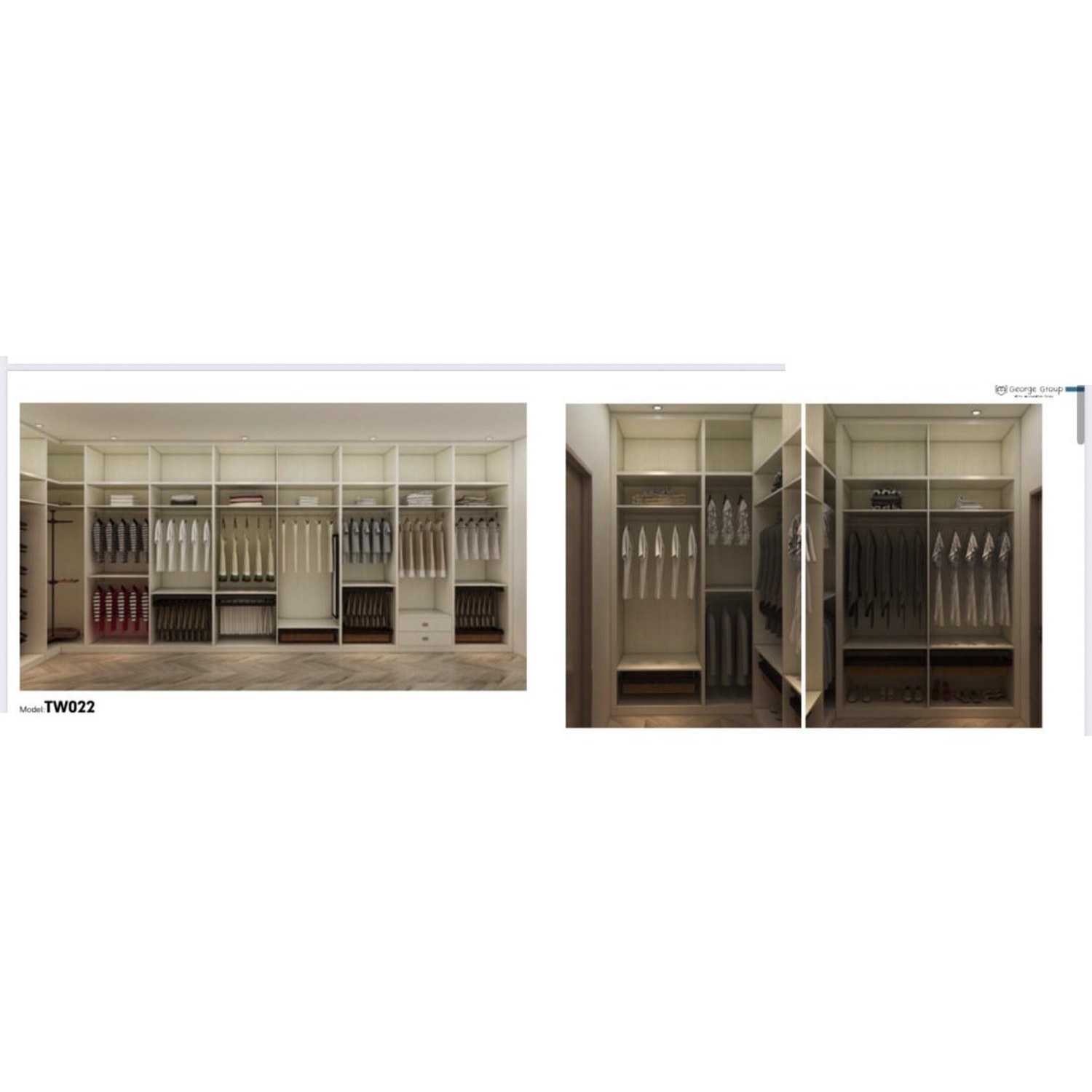 BUILD SOURCE™ Custom Closet — Herringbone Open Wardrobe Wall TW022 — 8" x 12" Sample