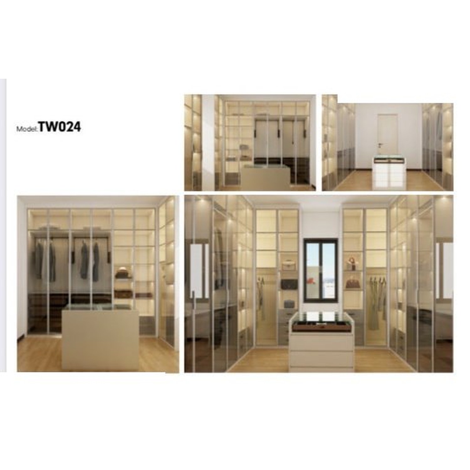 BUILD SOURCE™ Custom Closet — Champagne Loft Glass Island Dressing Room TW024 — 8" x 12" Sample