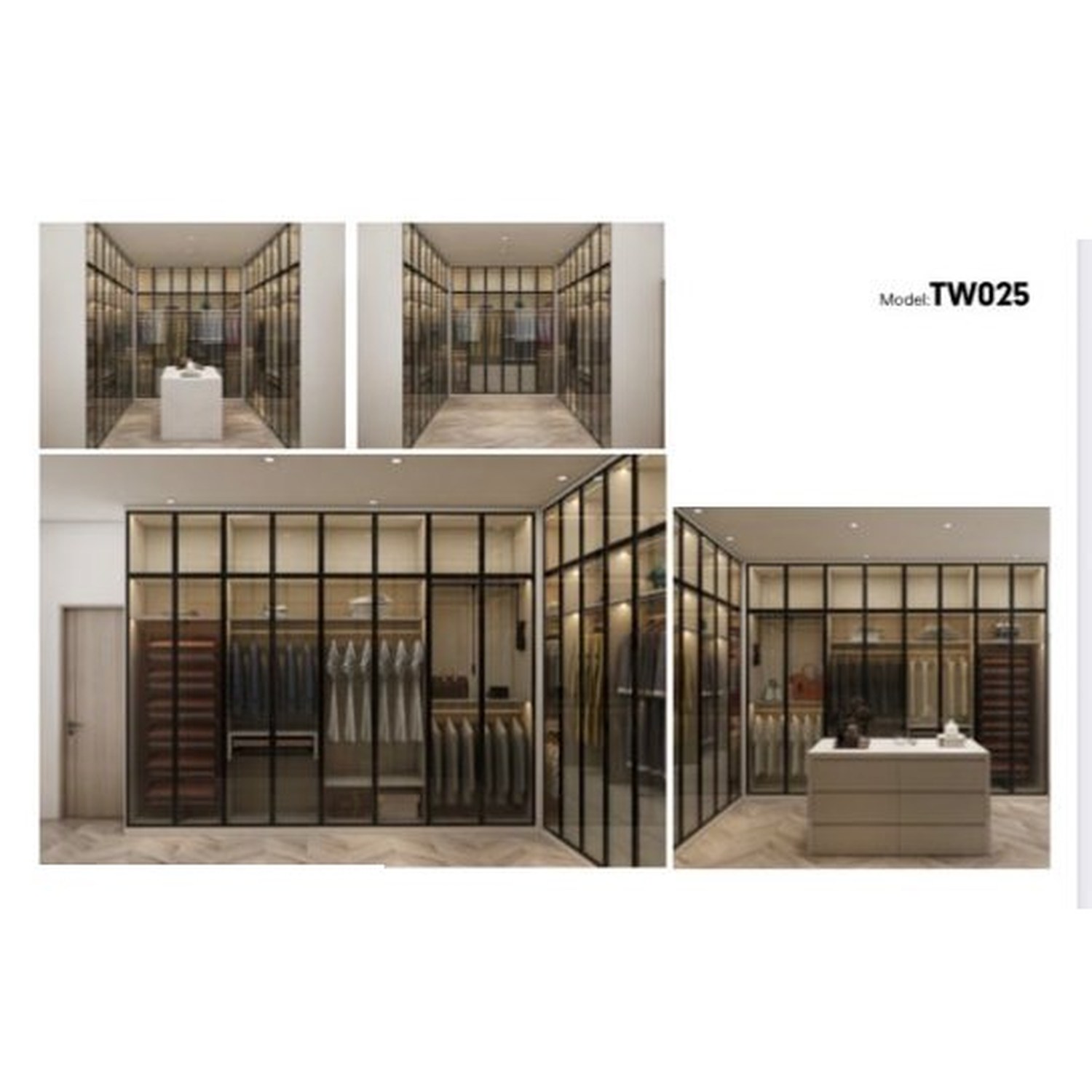 BUILD SOURCE™ Custom Closet — Noir Loft Black Glass Boutique Closet TW025 — 8" x 12" Sample
