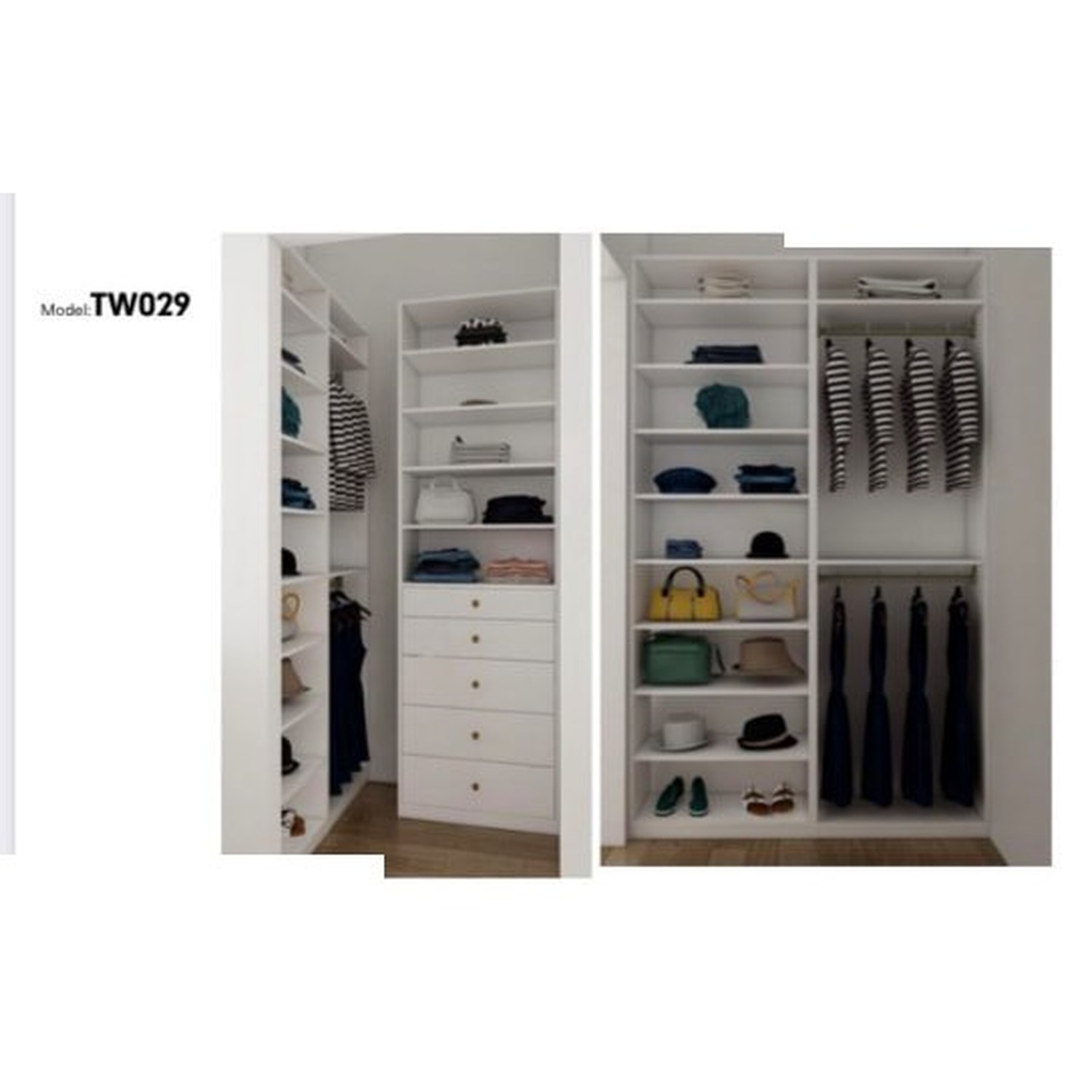 BUILD SOURCE™ Custom Closet — Purity Corner Walk-In Closet TW029 — 8" x 12" Sample