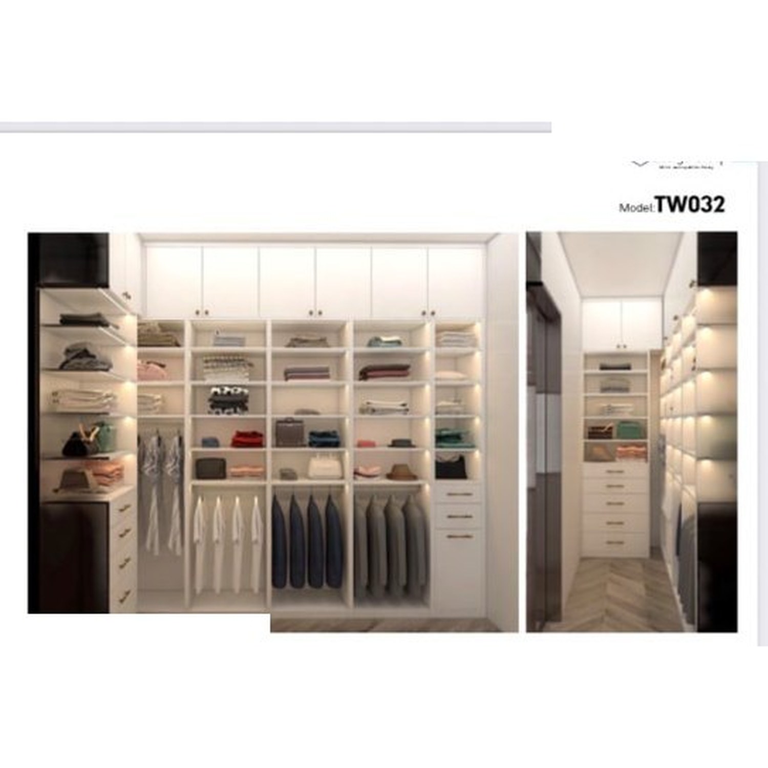 BUILD SOURCE™ Custom Closet — Couture Illuminated Walk-In Closet TW032 — 8" x 12" Sample