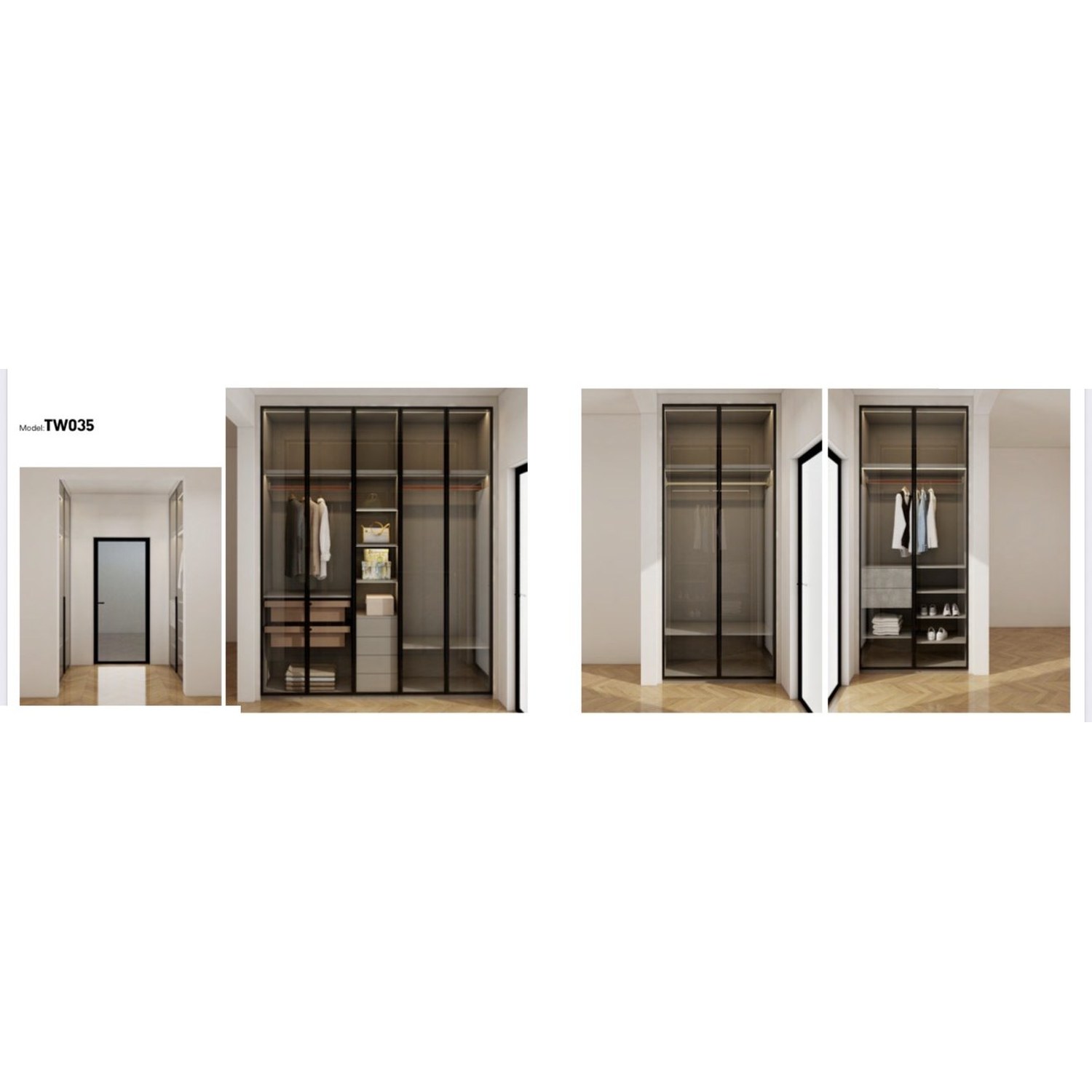 BUILD SOURCE™ Custom Closet — Vienna Bronze Glass Framed Walk-In Wardrobe TW035 — 8" x 12" Sample