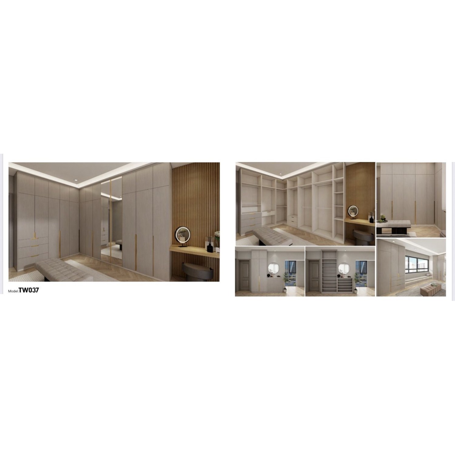 BUILD SOURCE™ Custom Closet — Toscana Fluted Wood Corner Wardrobe TW037 — 8" x 12" Sample