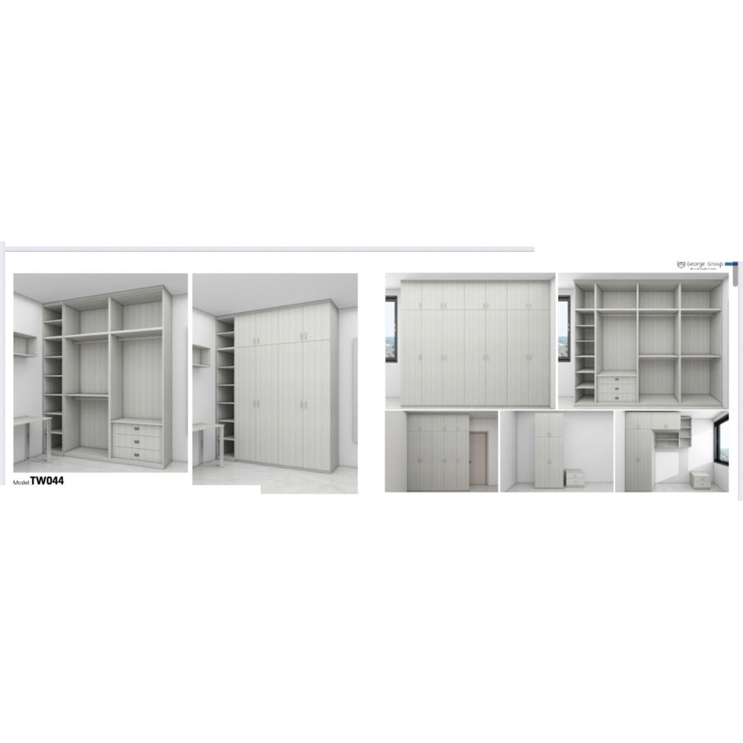 BUILD SOURCE™ Custom Closet — Bianca Corner Desk Wardrobe TW044 — 8" x 12" Sample