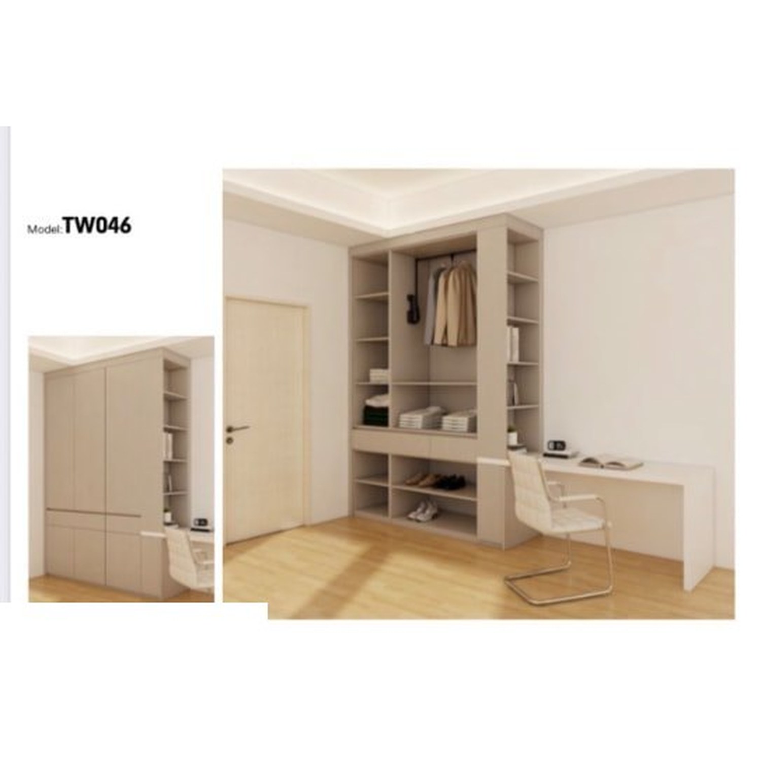 BUILD SOURCE™ Custom Closet — Sandstone Study Nook Wardrobe TW046 — 8" x 12" Sample