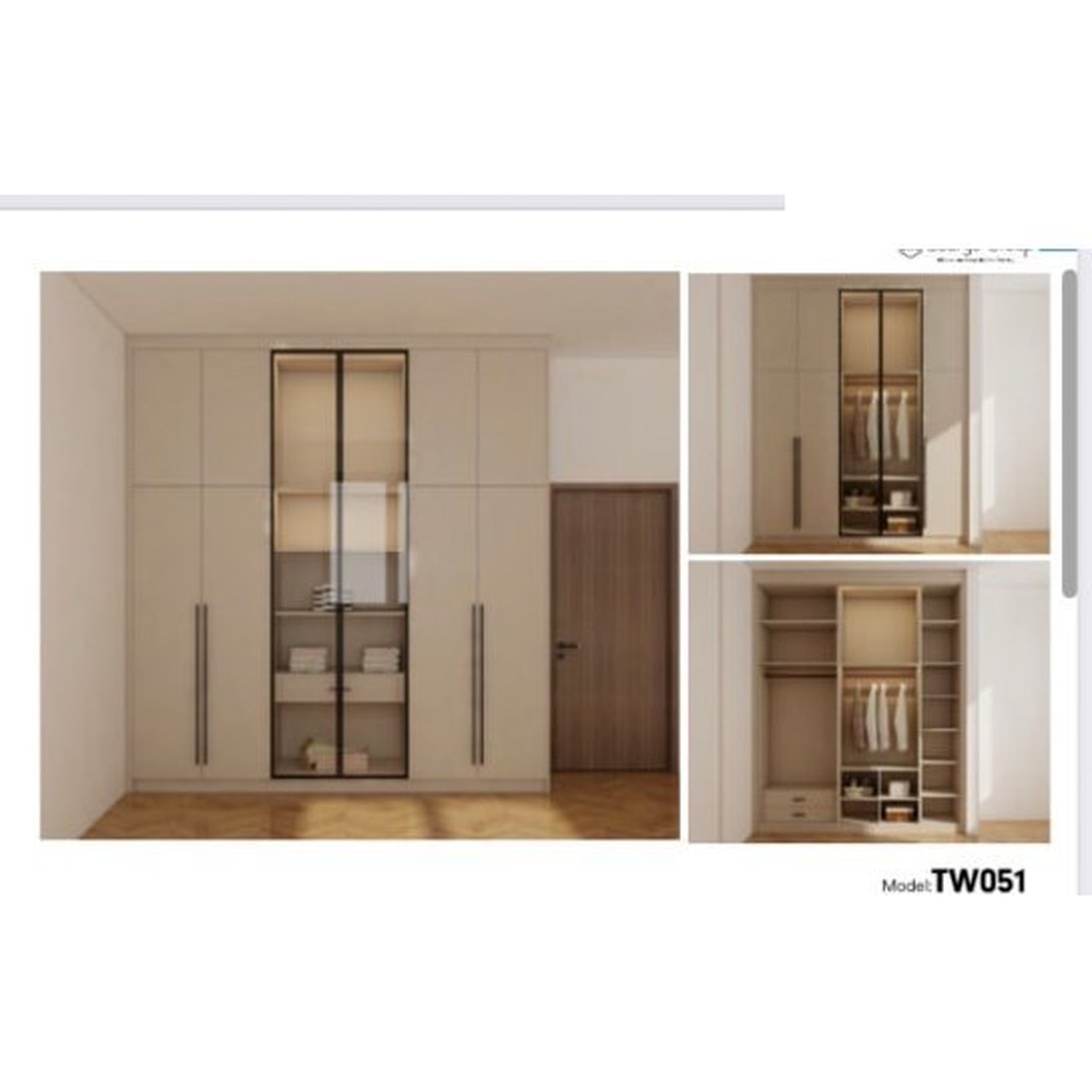 BUILD SOURCE™ Custom Closet — Portico Framed Glass Center Wardrobe TW051 — 8" x 12" Sample