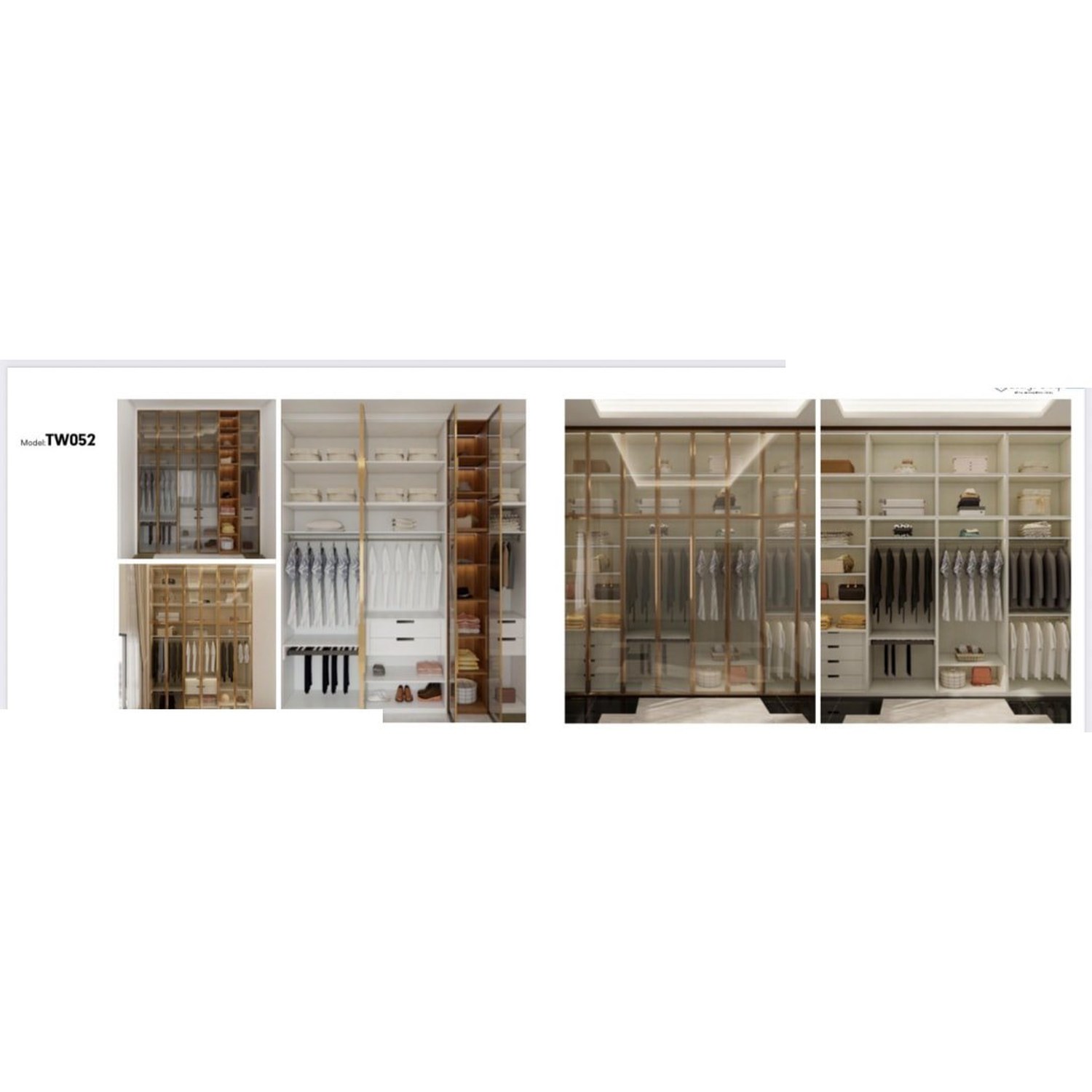 BUILD SOURCE™ Custom Closet — Regalia Gold Frame Glass Wardrobe TW052 — 8" x 12" Sample