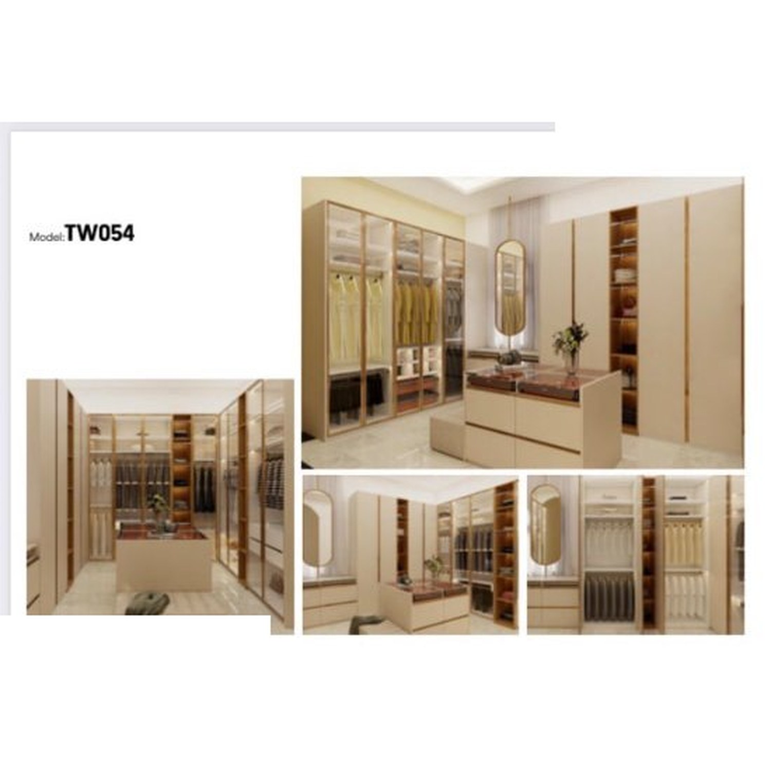 BUILD SOURCE™ Custom Closet — Firenze Gold Trim Island Dressing Room TW054 — 8" x 12" Sample