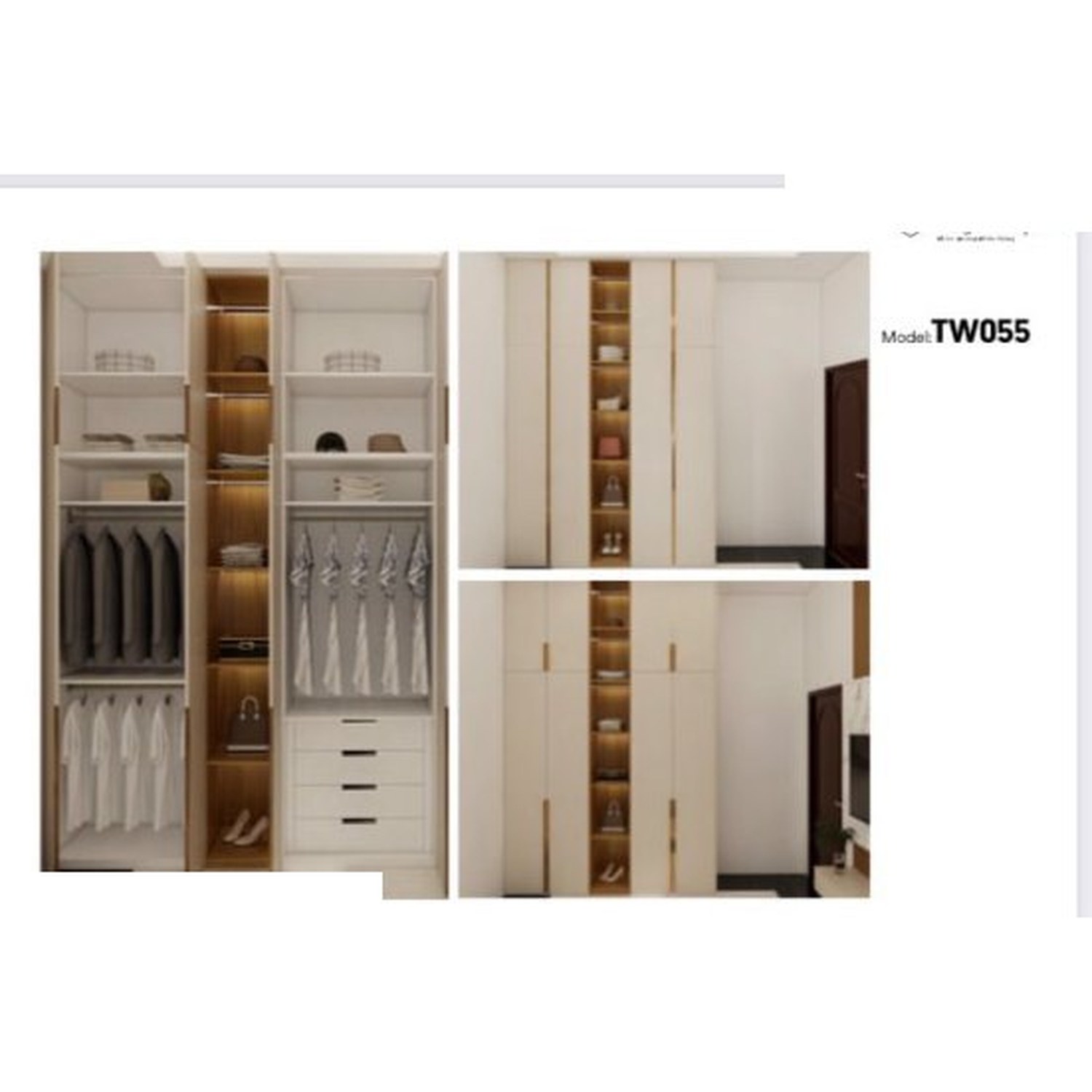 BUILD SOURCE™ Custom Closet — Cedarline Backlit Tower Wardrobe TW055 — 8" x 12" Sample