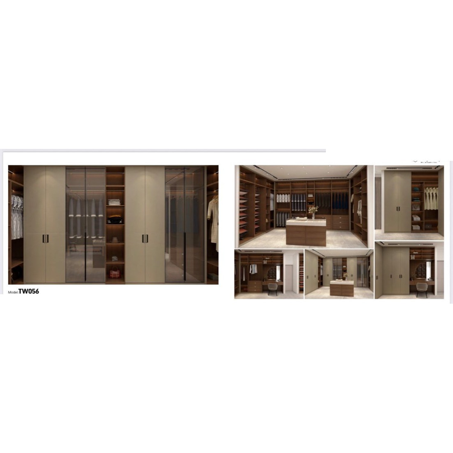 BUILD SOURCE™ Custom Closet — Tundra Taupe and Walnut Wardrobe TW056 — 8" x 12" Sample