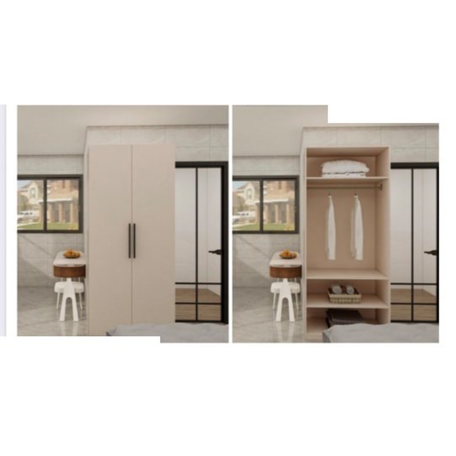 BUILD SOURCE™ Custom Closet — Latte Mirrored Corner Wardrobe TW067 — 8" x 12" Sample