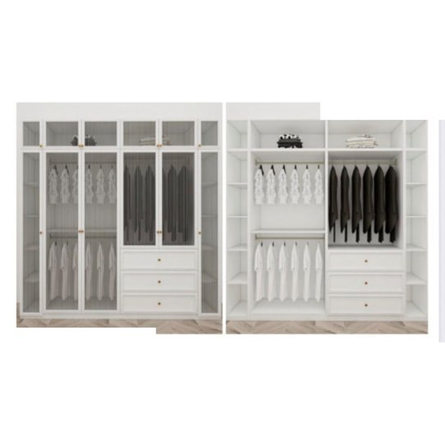 BUILD SOURCE™ Custom Closet — Heritage Fluted Glass Classic Wardrobe TW068 — 8" x 12" Sample
