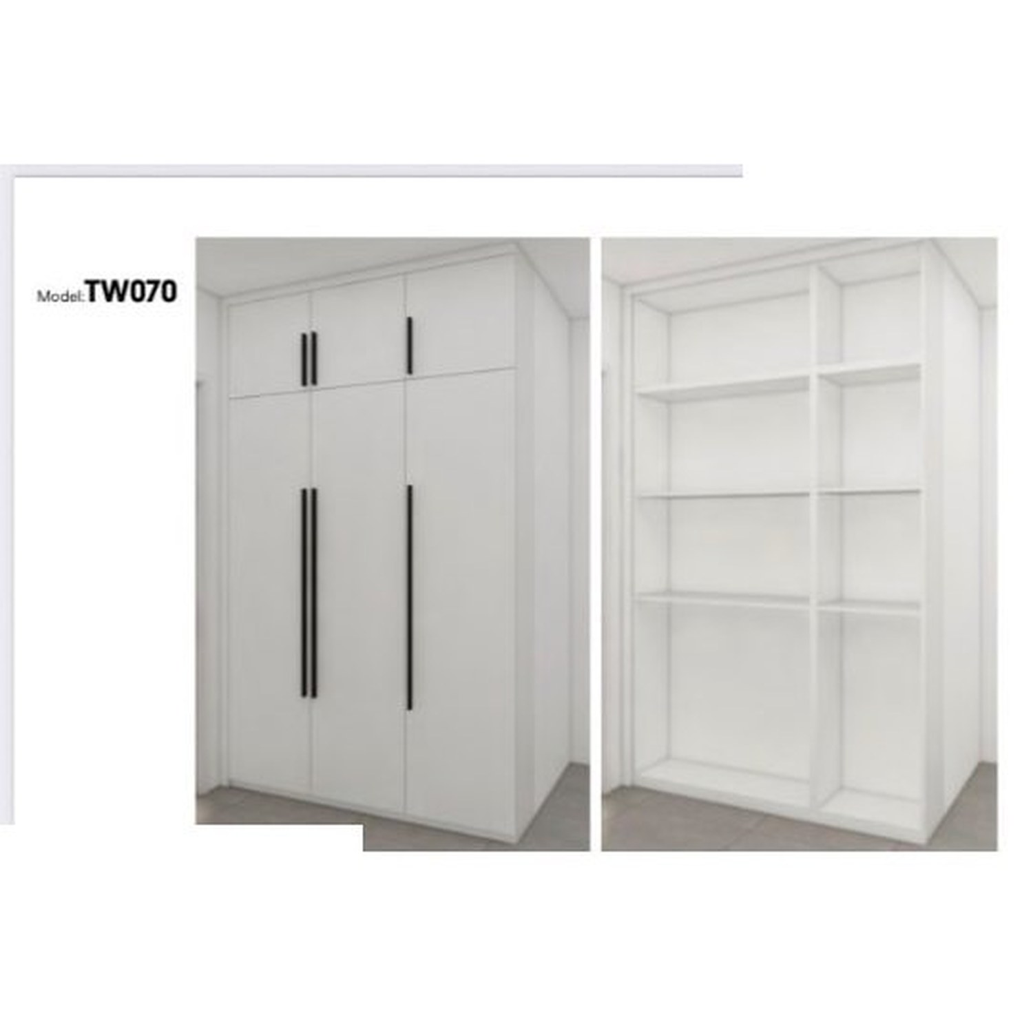 BUILD SOURCE™ Custom Closet — Minima Handle Bar Wardrobe TW070 — 8" x 12" Sample