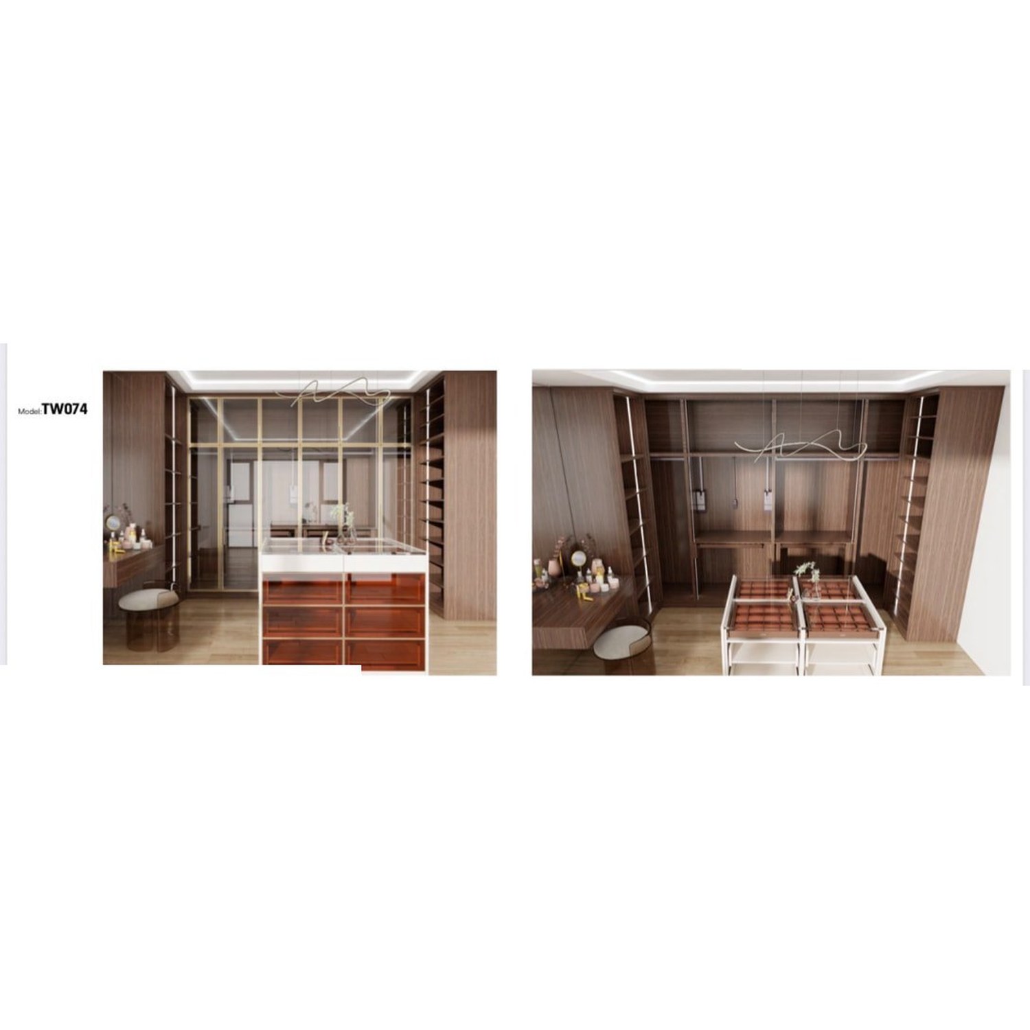BUILD SOURCE™ Custom Closet — Maison Walnut Island Dressing Room TW074 — 8" x 12" Sample