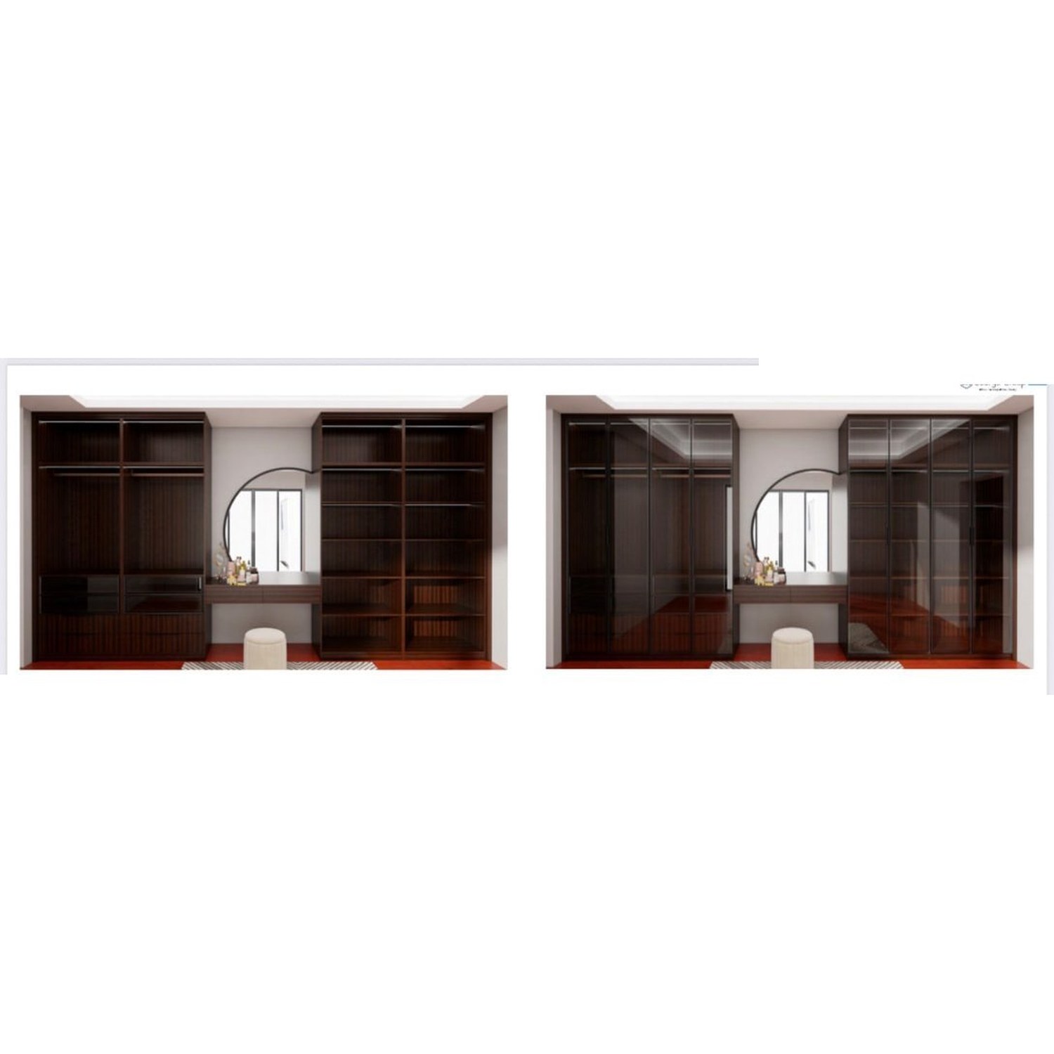 BUILD SOURCE™ Custom Closet — Mahogany Court Vanity Dressing Wall TW077 — 8" x 12" Sample