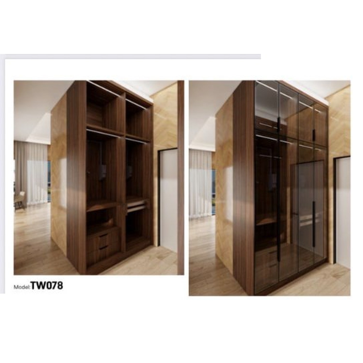 BUILD SOURCE™ Custom Closet — Ebonwood Glass Front Wardrobe Block TW078 — 8" x 12" Sample