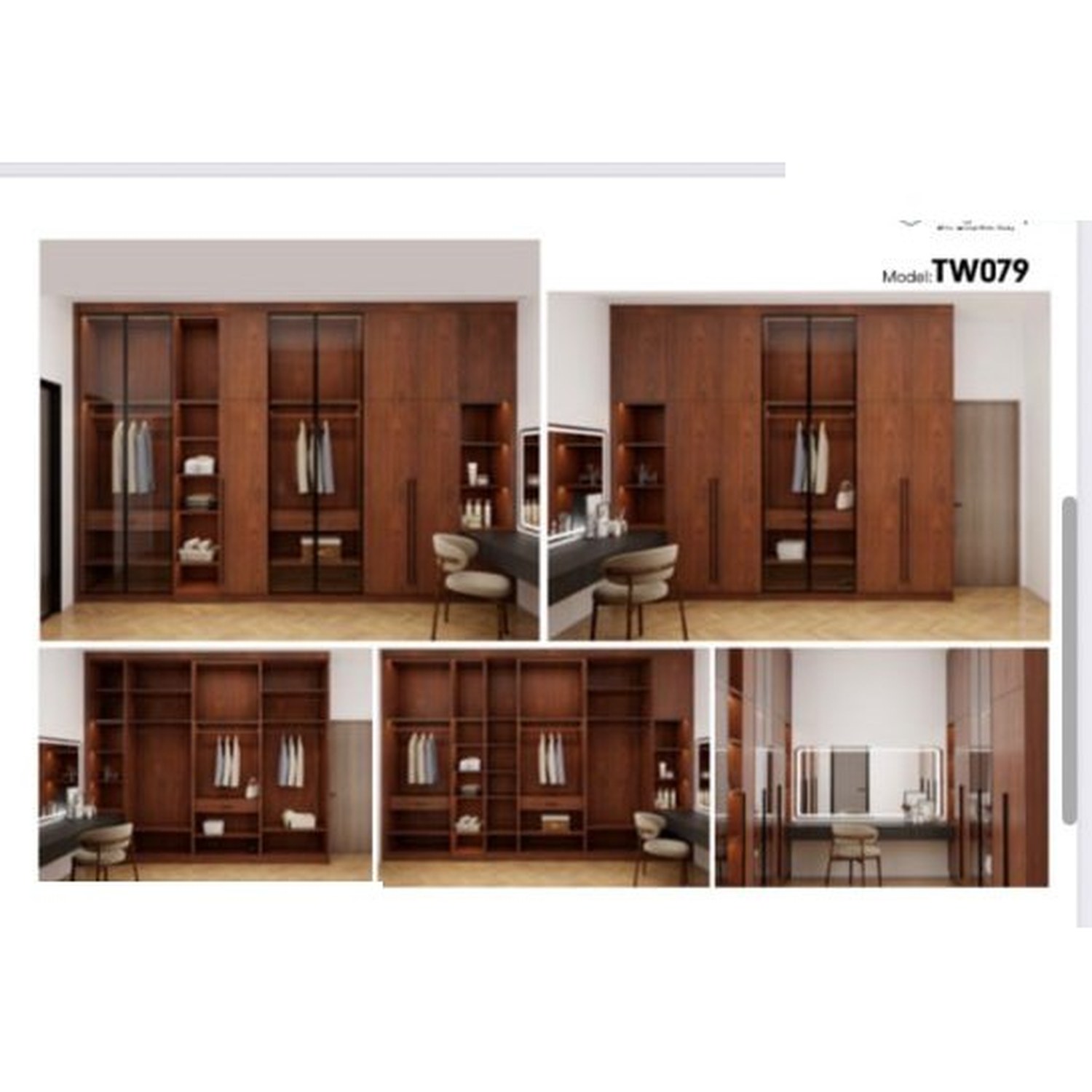 BUILD SOURCE™ Custom Closet — Cherrywood Boutique Display Wardrobe TW079 — 8" x 12" Sample