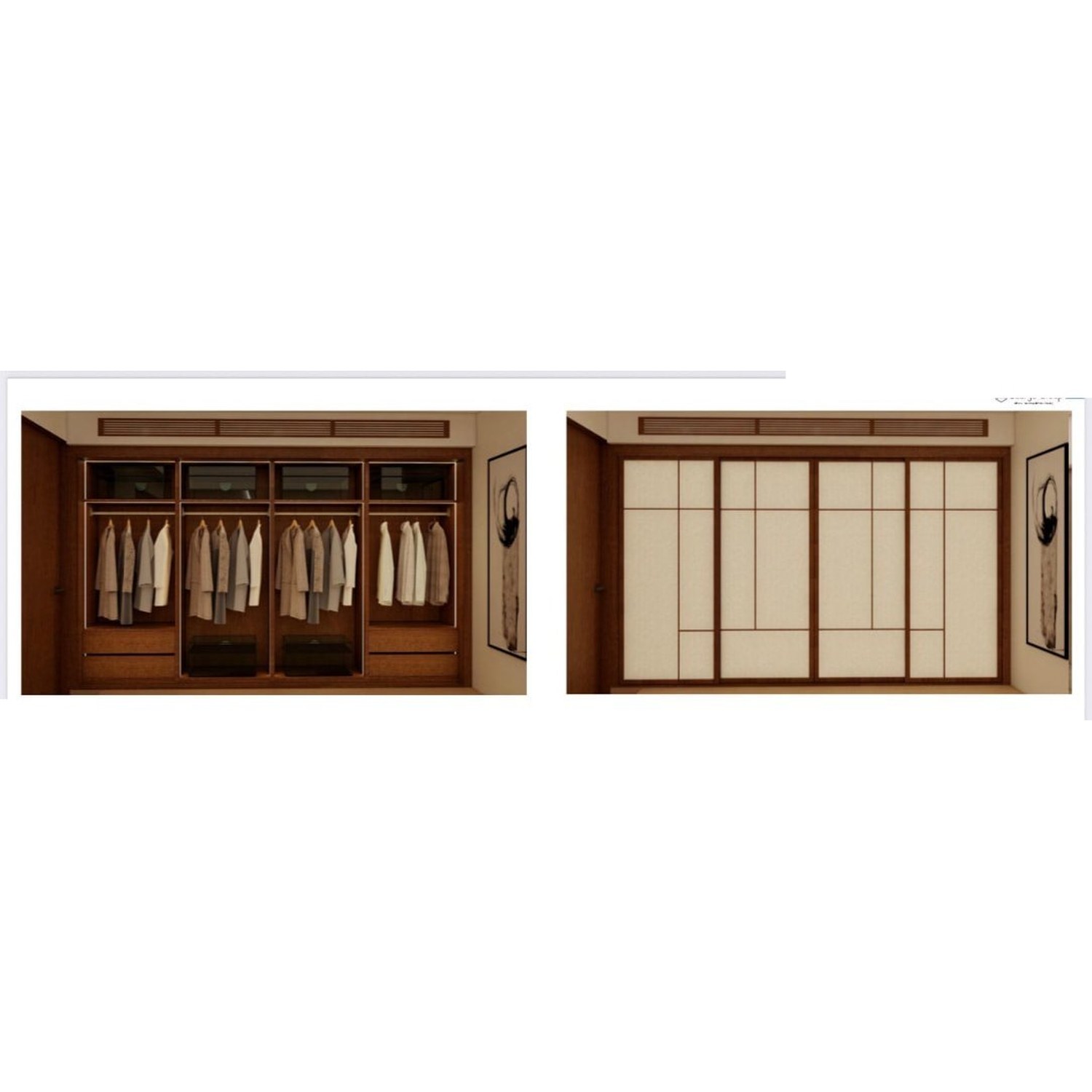 BUILD SOURCE™ Custom Closet — Japandi Shoji Sliding Wardrobe TW081 — 8" x 12" Sample