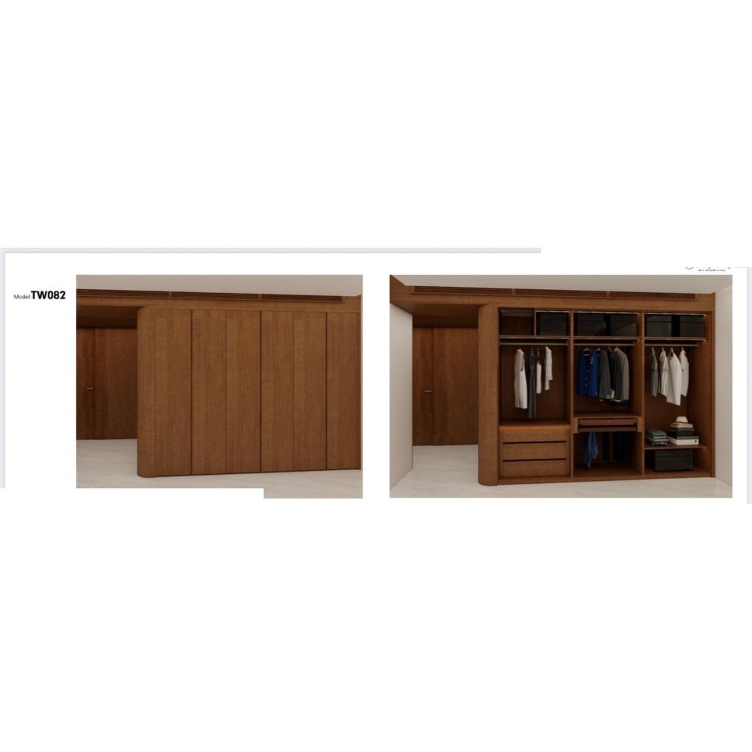 BUILD SOURCE™ Custom Closet — Teakline Full Wall Wardrobe TW082 — 8" x 12" Sample