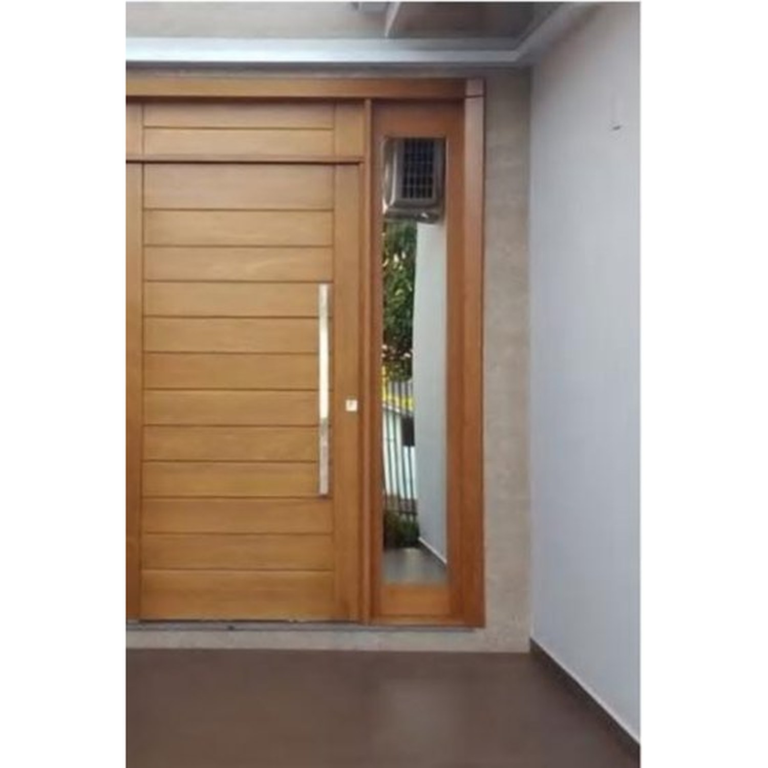 BUILD SOURCE™ Modern Horizontal Wood Plank Door with Sidelite EA-0002 — 8" x 12" Sample