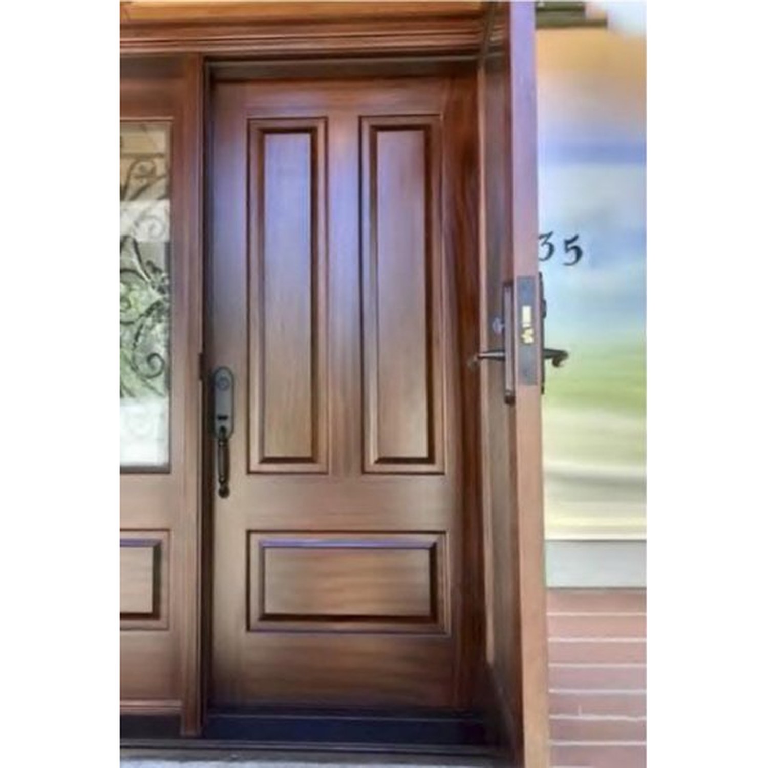 BUILD SOURCE™ Traditional Mahogany Three Panel Raised Wood Door EA-0005 — 8" x 12" Sample