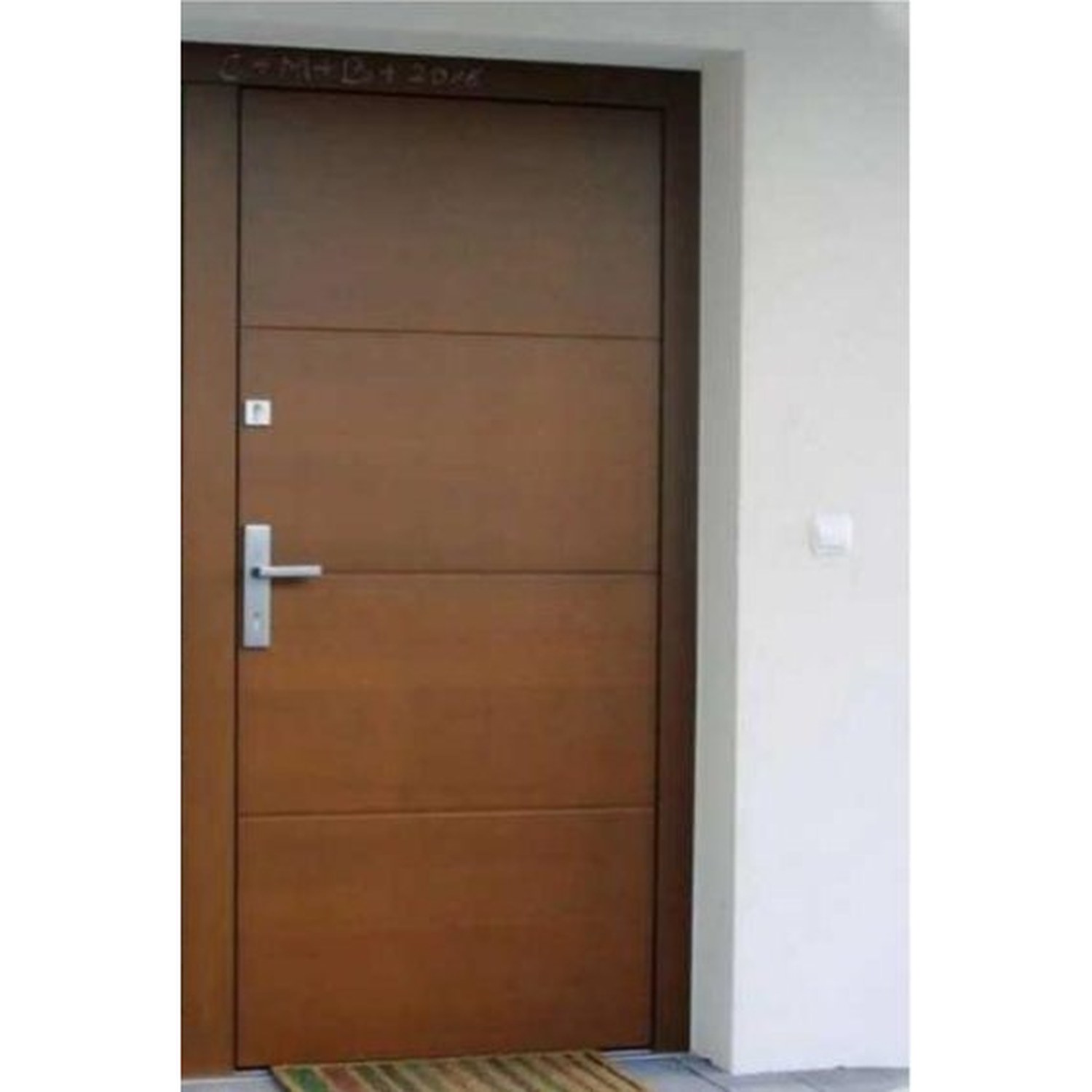 BUILD SOURCE™ Modern Warm Oak Horizontal Panel Entry Door EA-0010 — 8" x 12" Sample