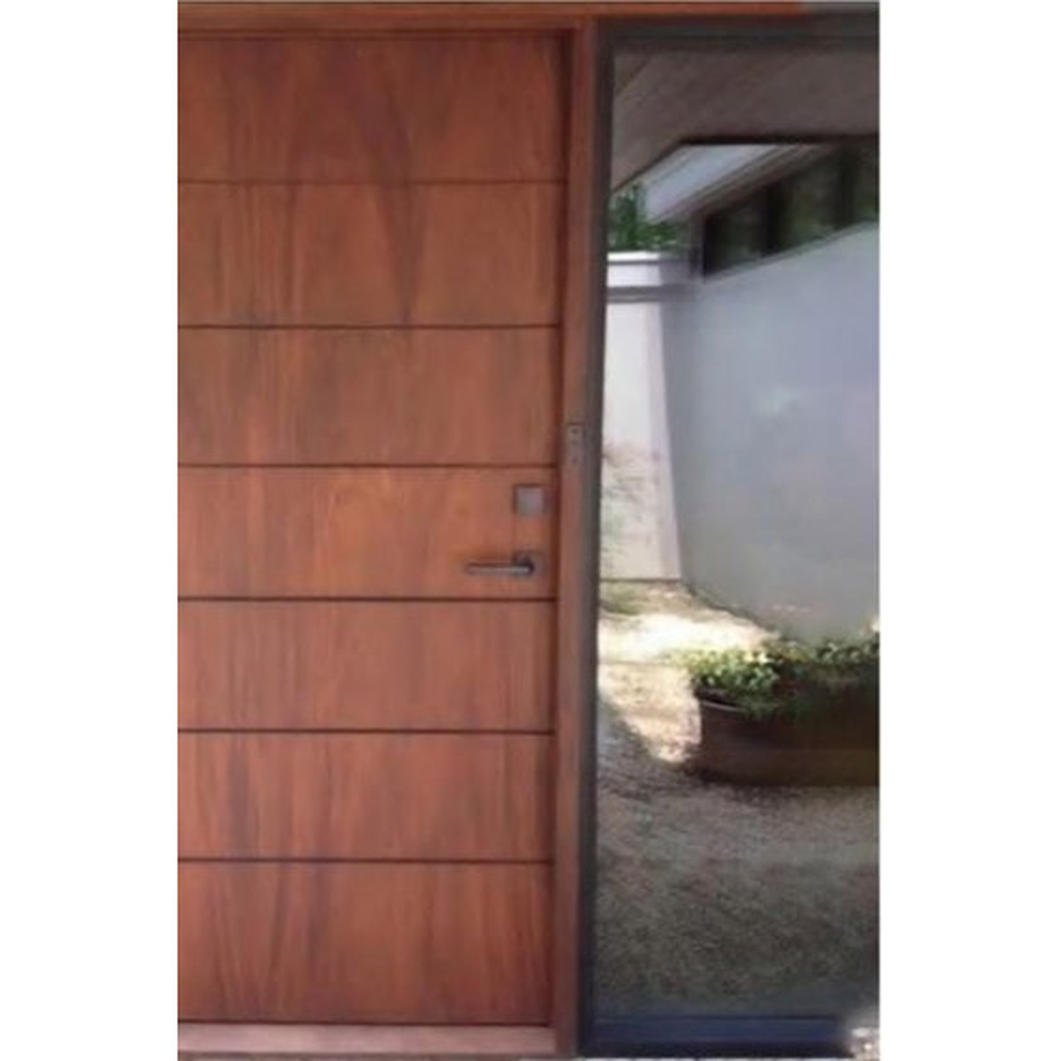 BUILD SOURCE™ Modern Horizontal Plank Walnut Door with Sidelite EA-0011 — 8" x 12" Sample