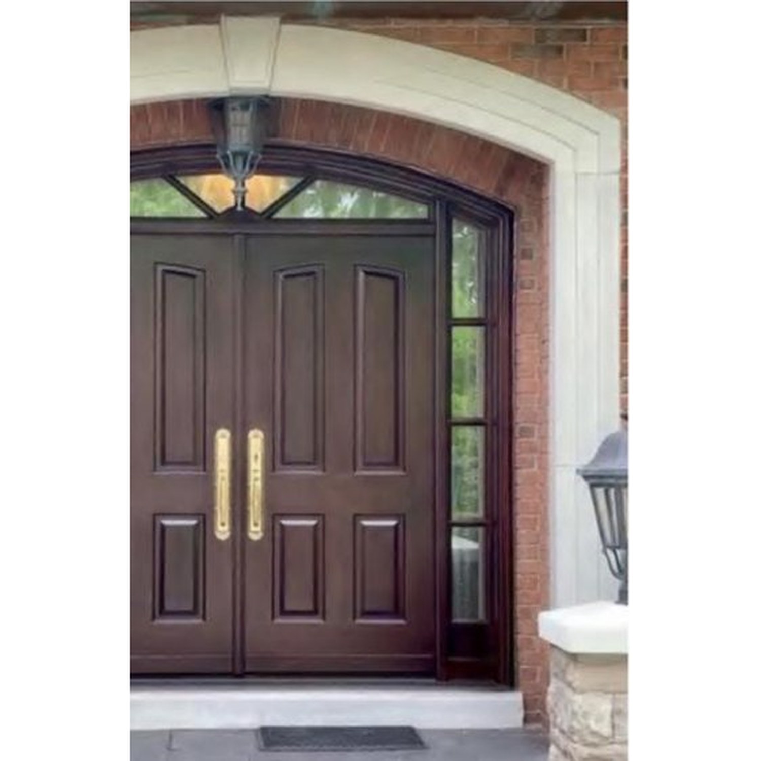 BUILD SOURCE™ Traditional Dark Mahogany Arched Double Entry Door EA-0012 — 8" x 12" Sample