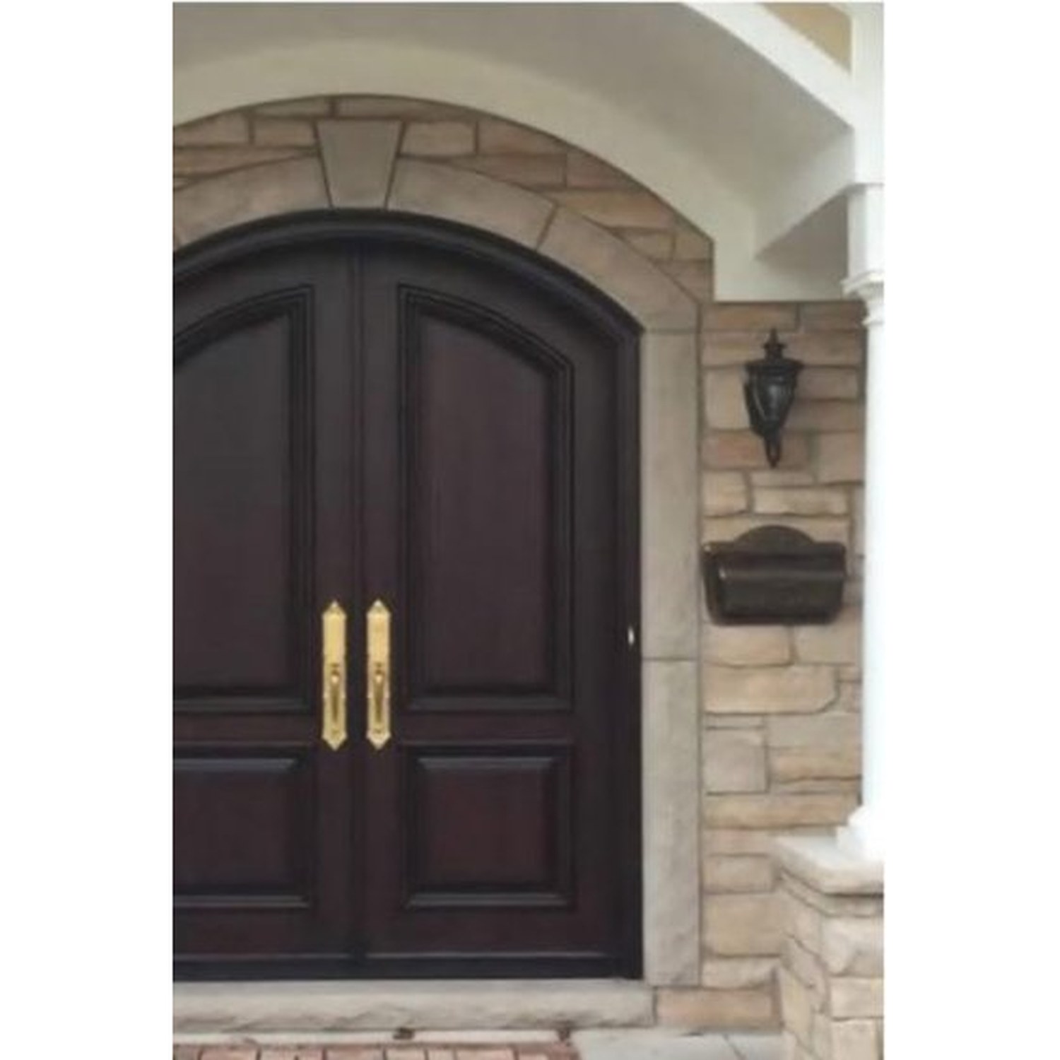 BUILD SOURCE™ Traditional Dark Walnut Arched Double Door EA-0014 — 8" x 12" Sample