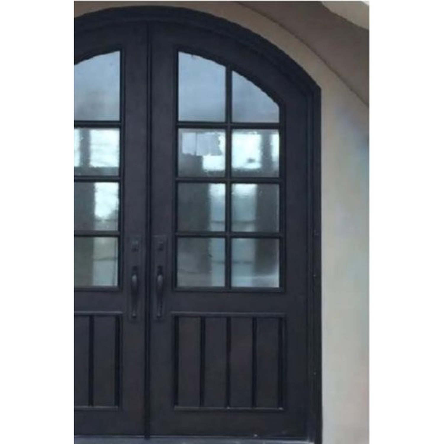 BUILD SOURCE™ Rustic Wrought Iron Arched Glass Double Door EA-0015 — 8" x 12" Sample