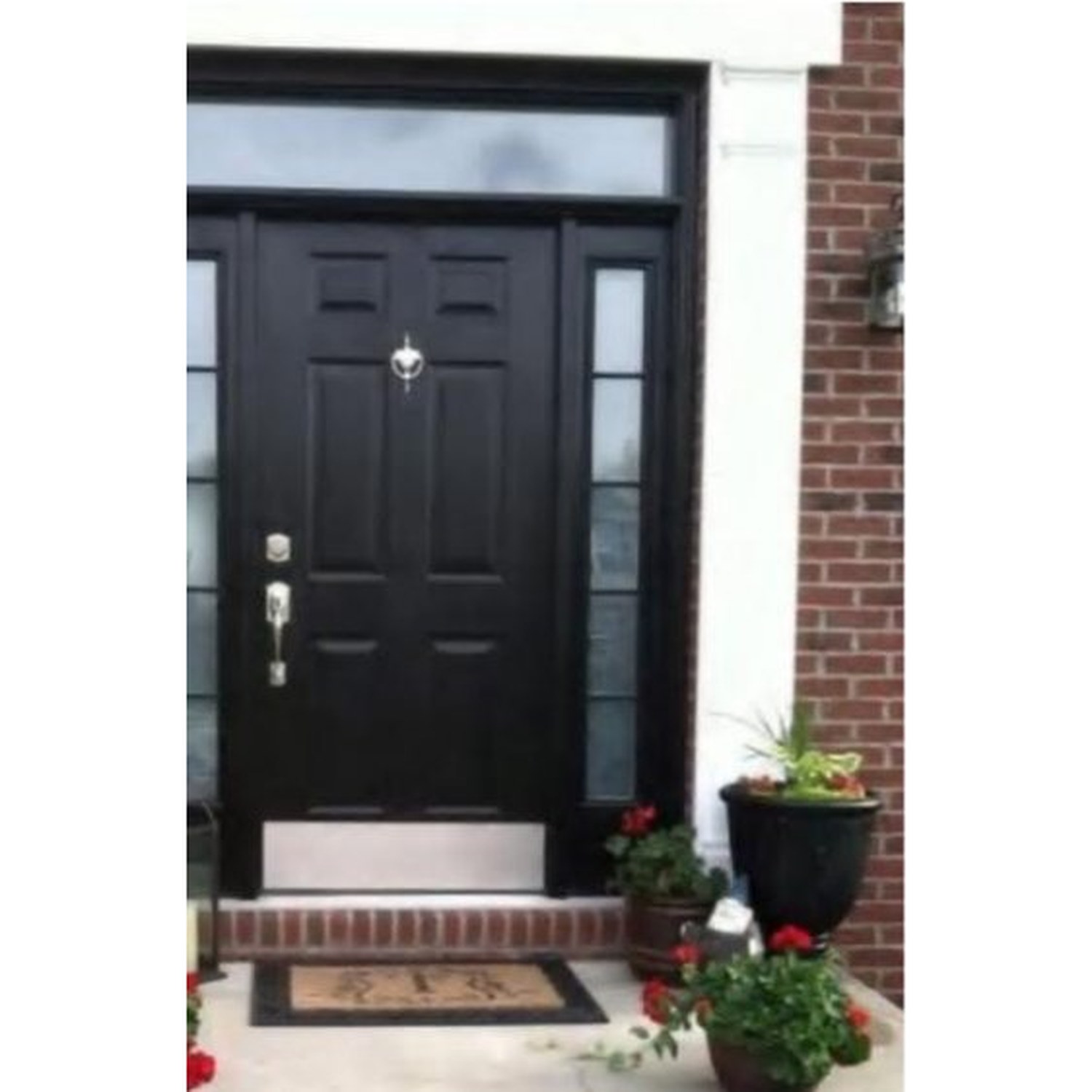 BUILD SOURCE™ Classic Painted Black Front Door with Sidelites EA-0020 — 8" x 12" Sample