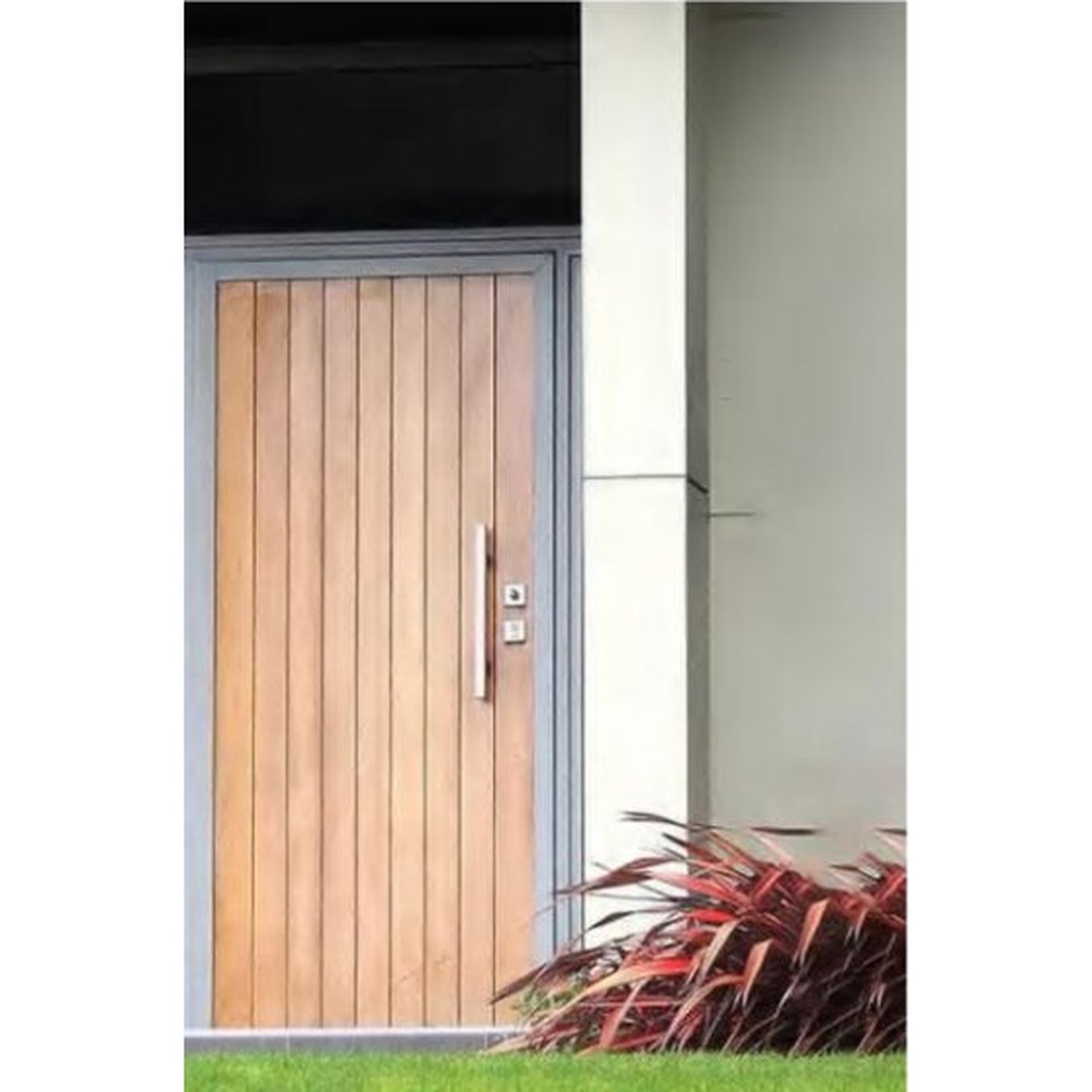 BUILD SOURCE™ Contemporary Vertical Teak Wood Plank Door EA-0024 — 8" x 12" Sample