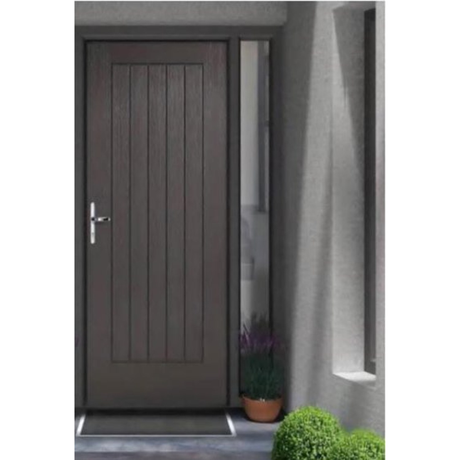 BUILD SOURCE™ Modern Charcoal Vertical Plank Entry Door with Sidelite EA-0025 — 8" x 12" Sample