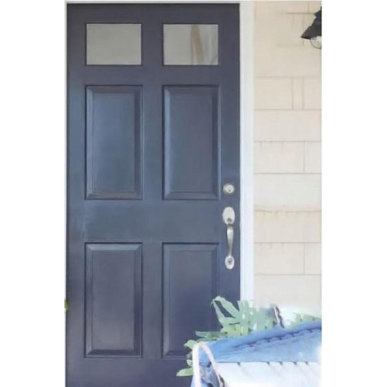 BUILD SOURCE™ Traditional Navy Two Lite Four Panel Door EA-0031 — 8" x 12" Sample