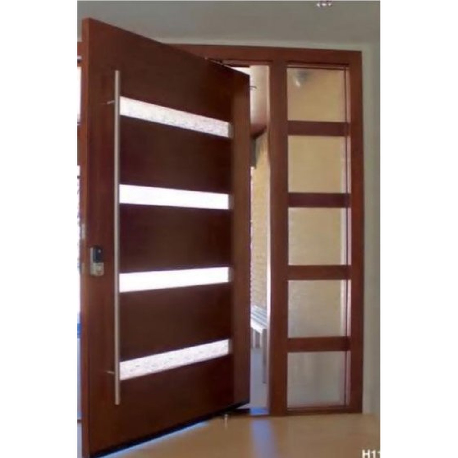 BUILD SOURCE™ Contemporary Mahogany Four Lite Glass Pivot Door EA-0040 — 8" x 12" Sample