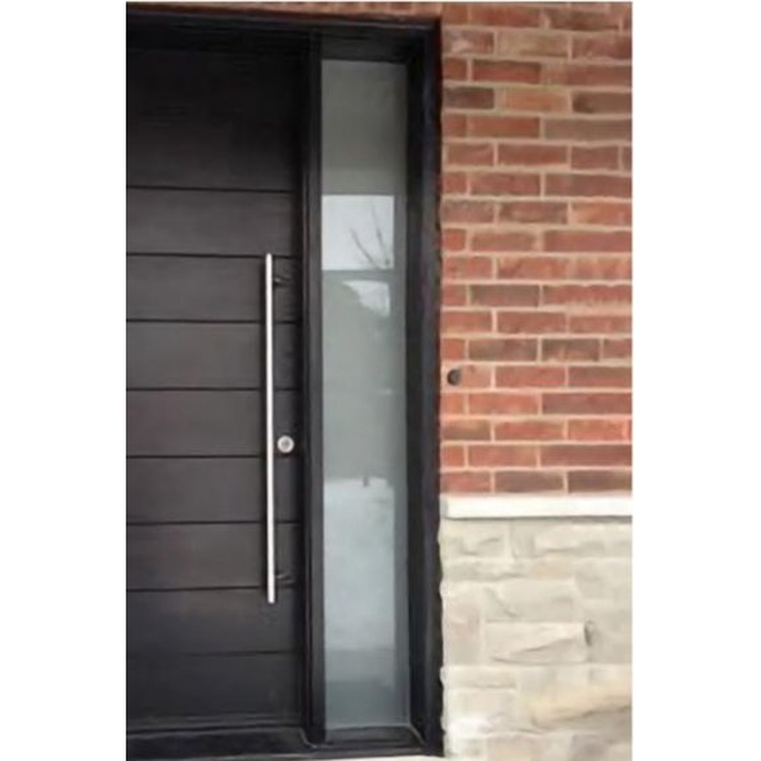 BUILD SOURCE™ Modern Black Wood Plank Door Frosted Sidelite EA-0051 — 8" x 12" Sample
