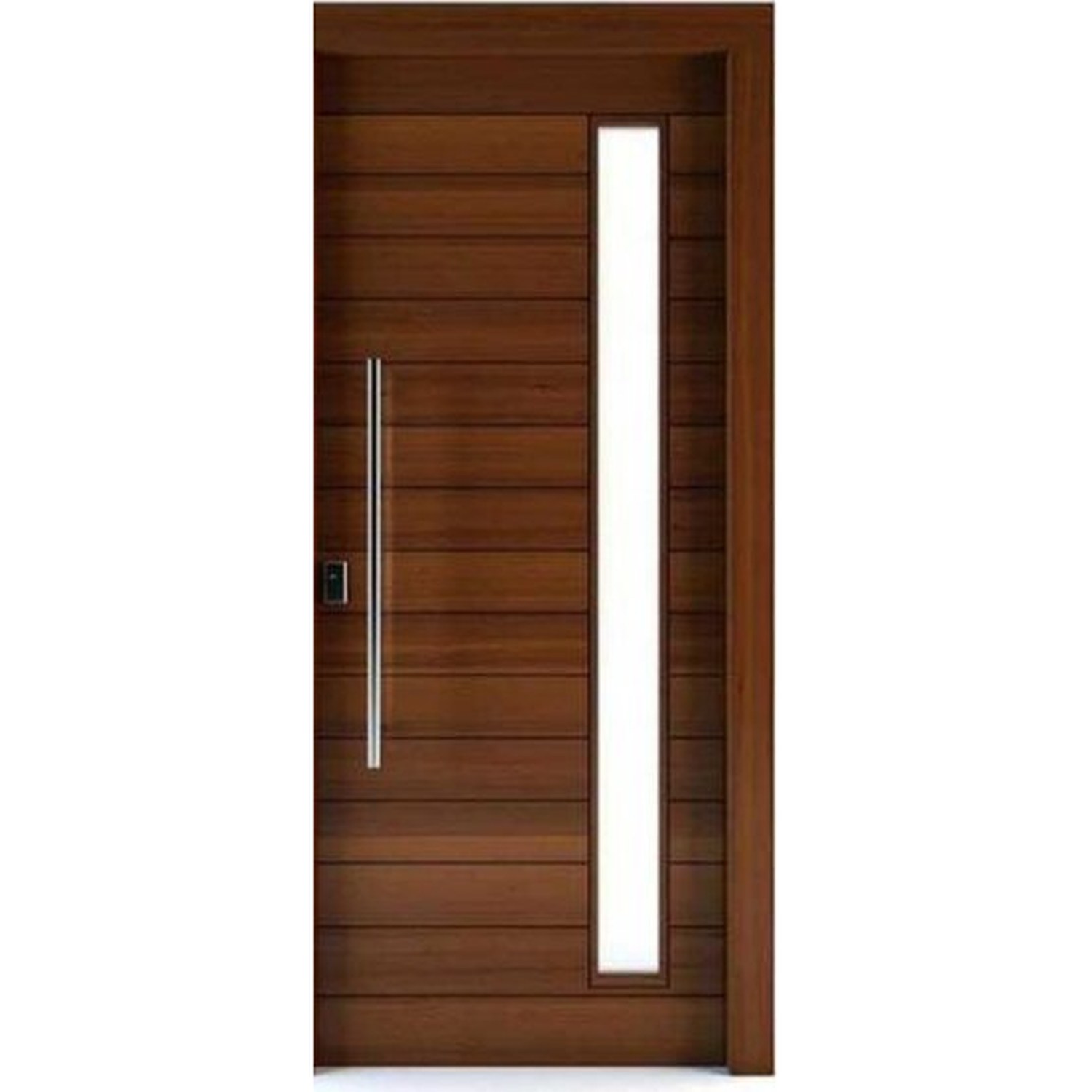 BUILD SOURCE™ Modern Horizontal Plank Walnut Door with Lite EA-0058 — 8" x 12" Sample