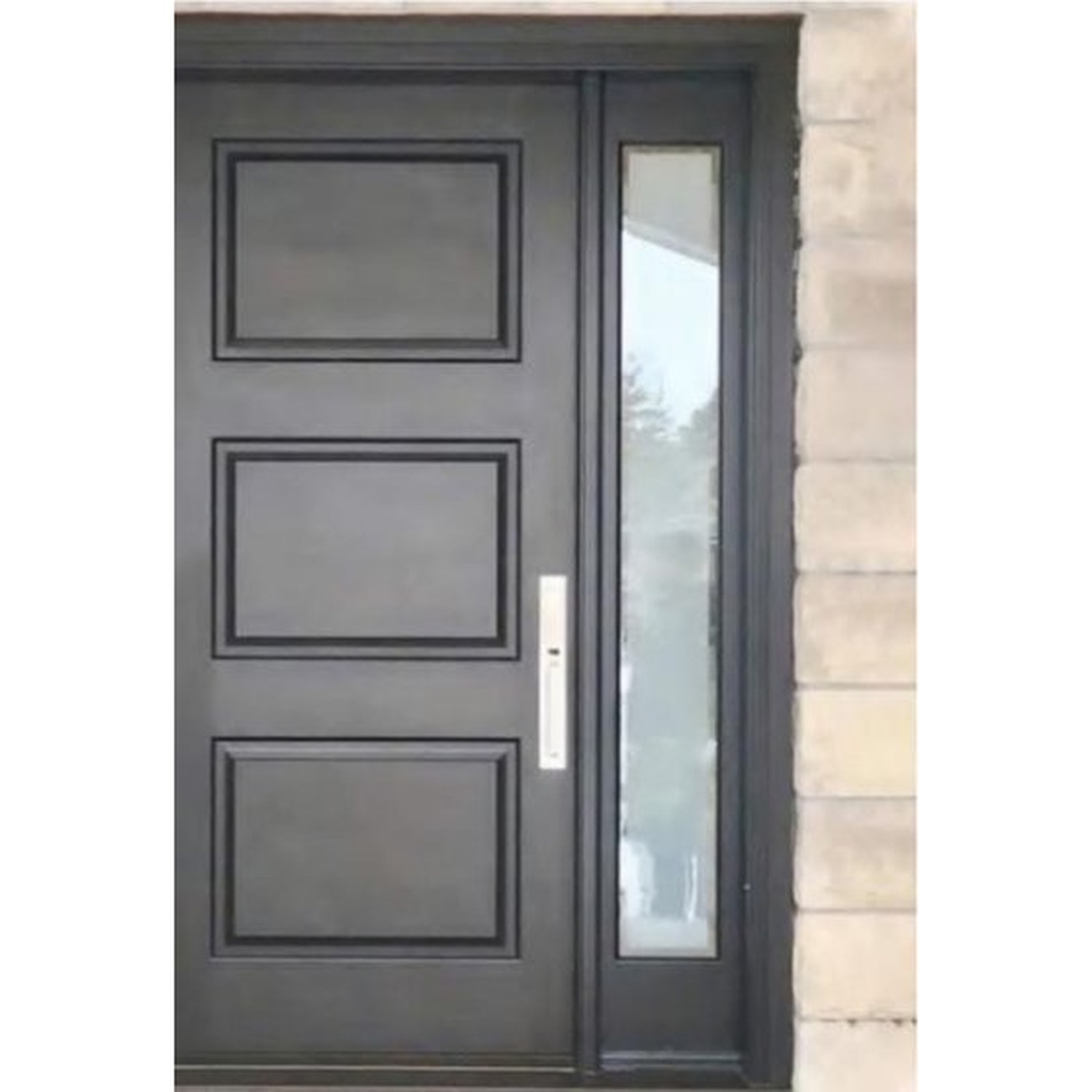 BUILD SOURCE™ Modern Matte Black Three Panel Entry Door EA-0061 — 8" x 12" Sample