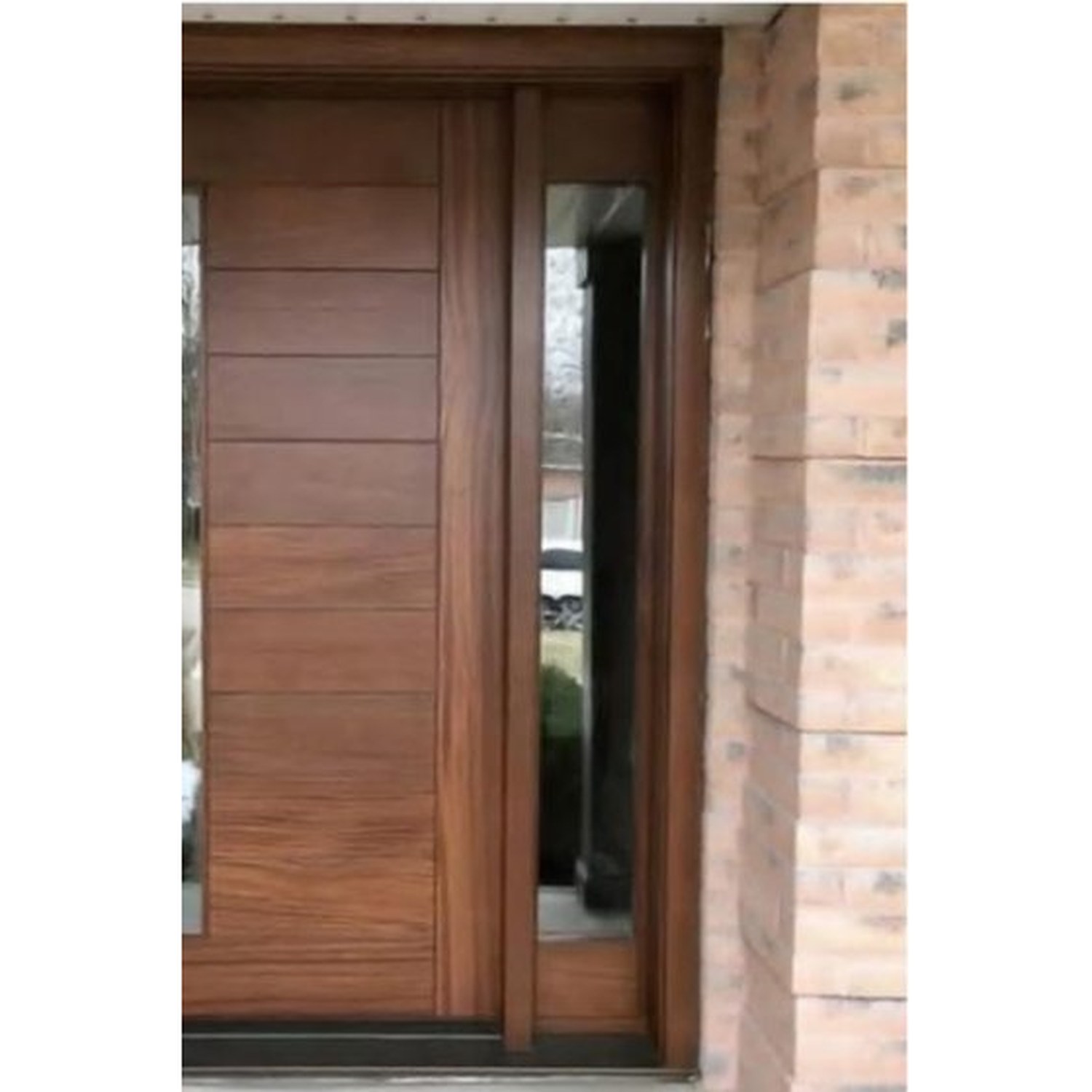 BUILD SOURCE™ Contemporary Walnut Grain Entry Door with Sidelite EA-0063 — 8" x 12" Sample