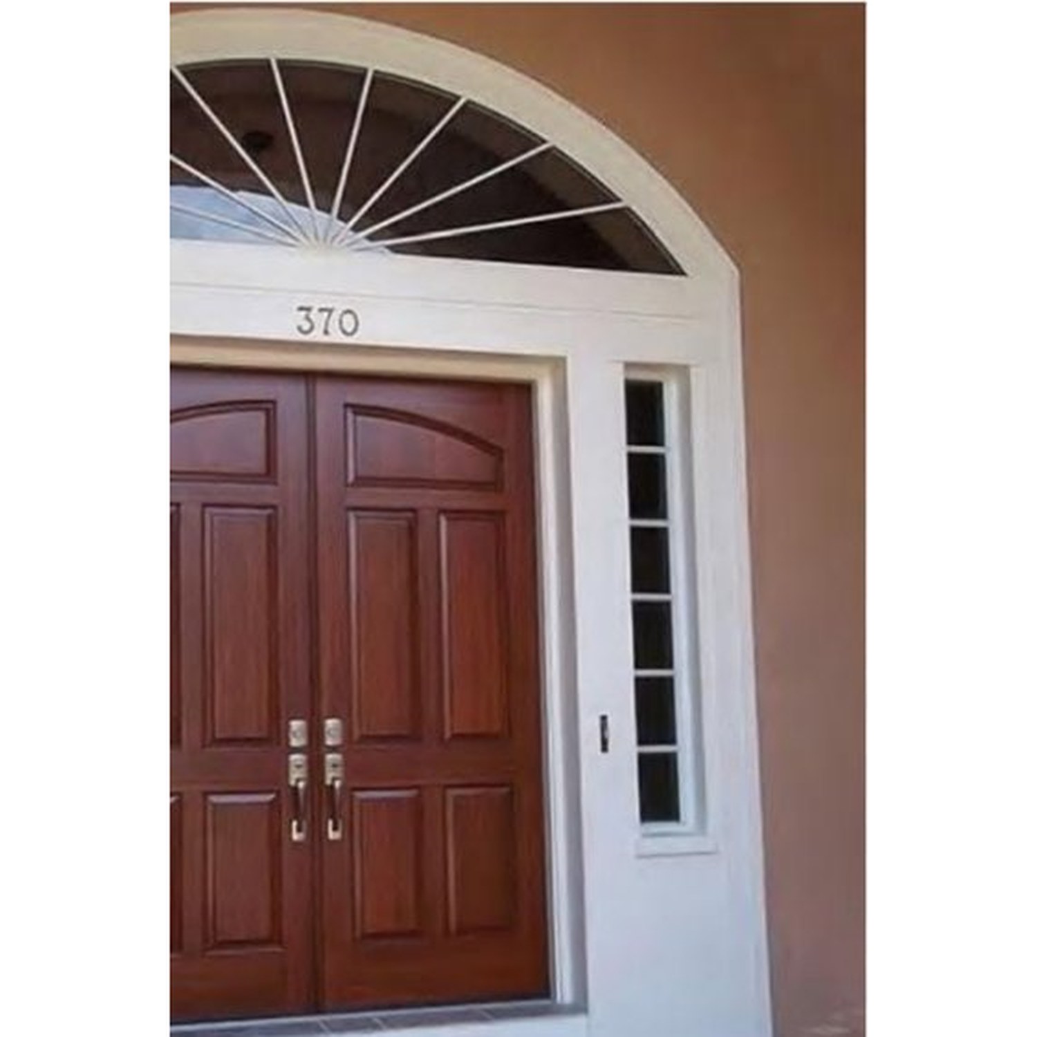 BUILD SOURCE™ Traditional Mahogany Double Door with Arched Transom EA-0066 — 8" x 12" Sample