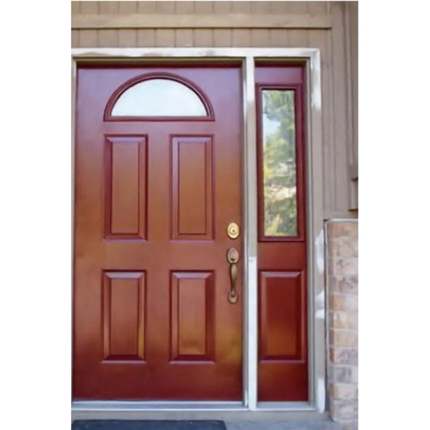 BUILD SOURCE™ Traditional Mahogany Fanlite Door with Sidelite EA-0067 — 8" x 12" Sample