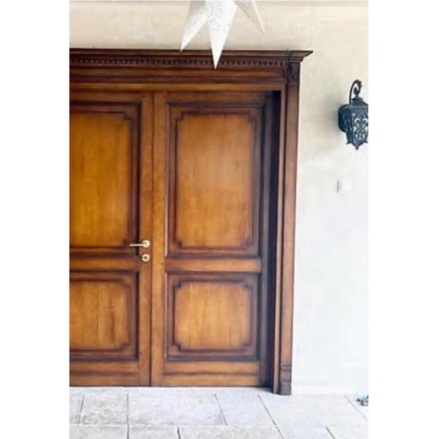BUILD SOURCE™ Mediterranean Warm Stained Wood Double Entry Door EA-0077 — 8" x 12" Sample
